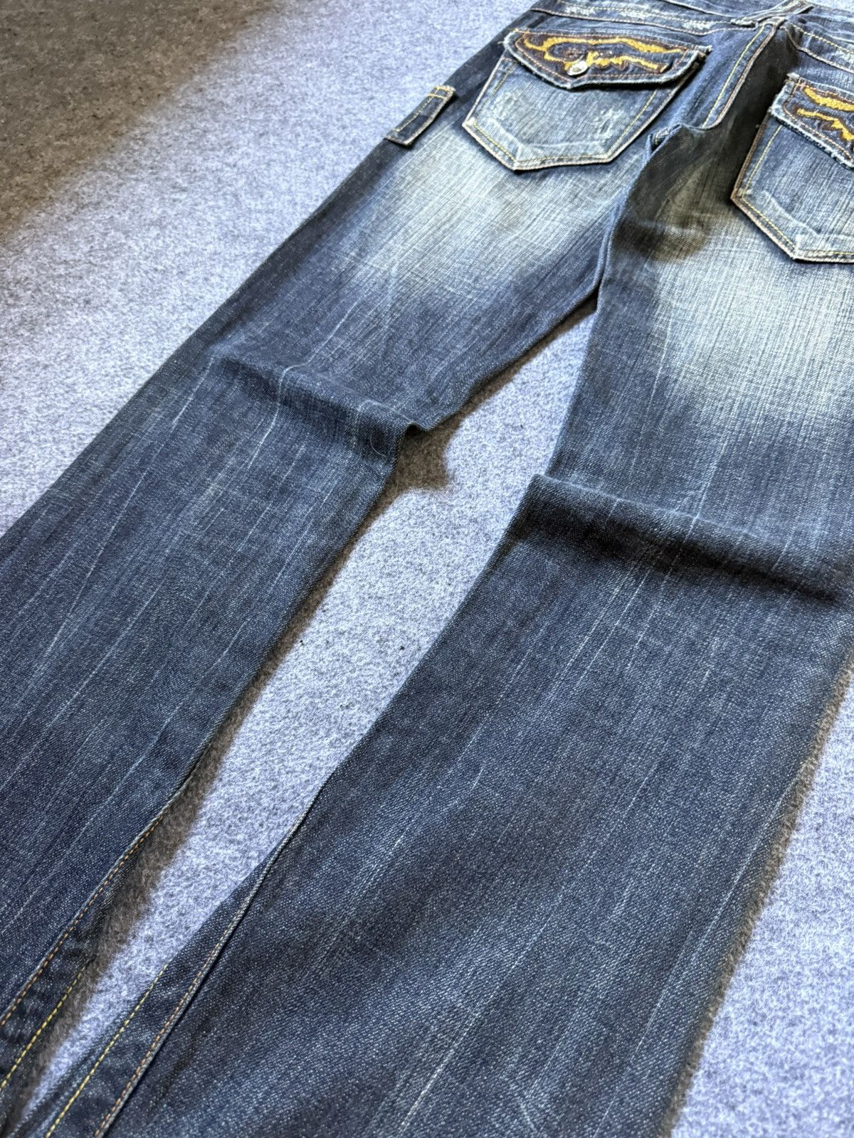 If Six Was Nine Press Japan Embroidered Tribal Paneled Spiral Flared Jeans Size US 27 - 19 Thumbnail