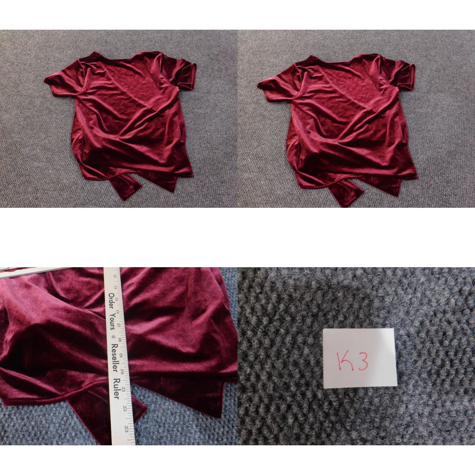 Ann Taylor Ann Taylor Blouse Shirt Women Medium Red Knit Polyester Spandex V-Neck Pullover Casual Long Sleeve Stretch Velvet Knit Size M / US 6-8 / IT 42-44 - 8 Thumbnail