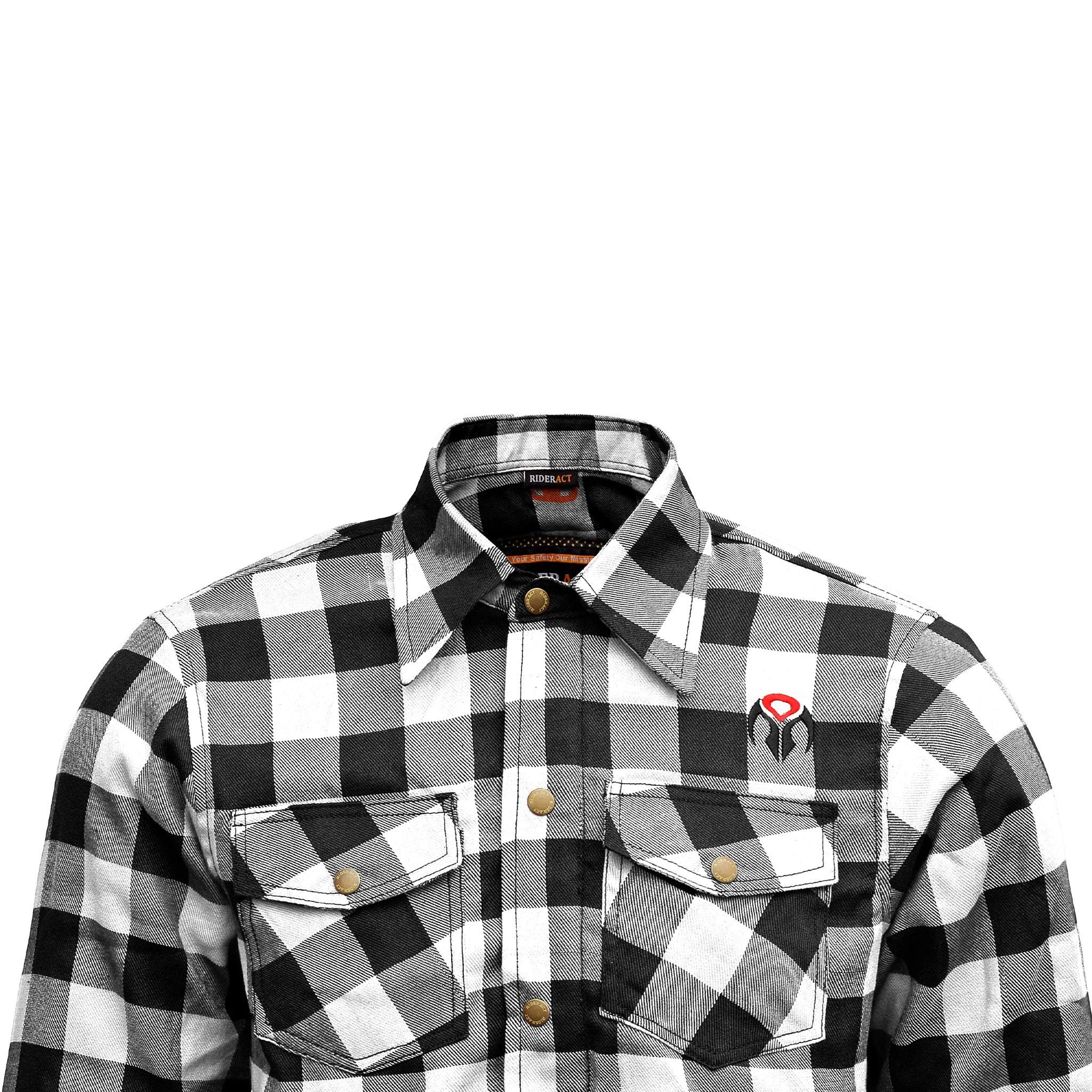 Dixxon × Flannel × Other RIDERACT® Reinforced Men's Motorcycle Shirt Black & White Size US M / EU 48-50 / 2 - 4 Thumbnail