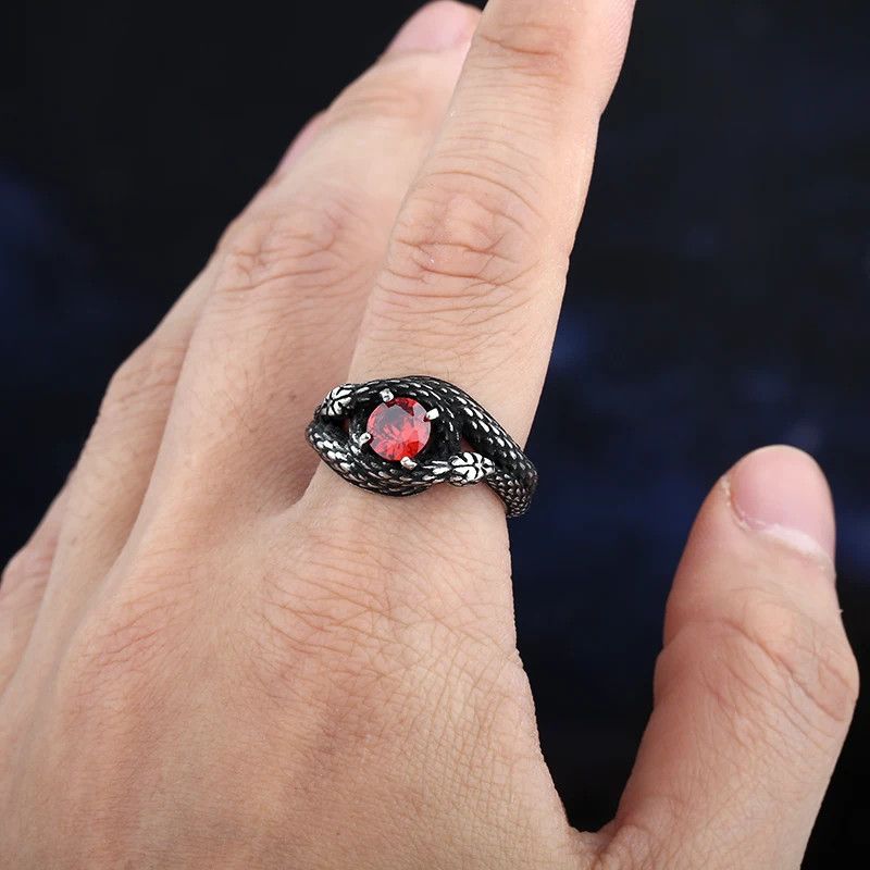 Japanese Brand × Jewelry × Vintage Snake Ring with Red Stone Ring Size ONE SIZE - 5 Thumbnail