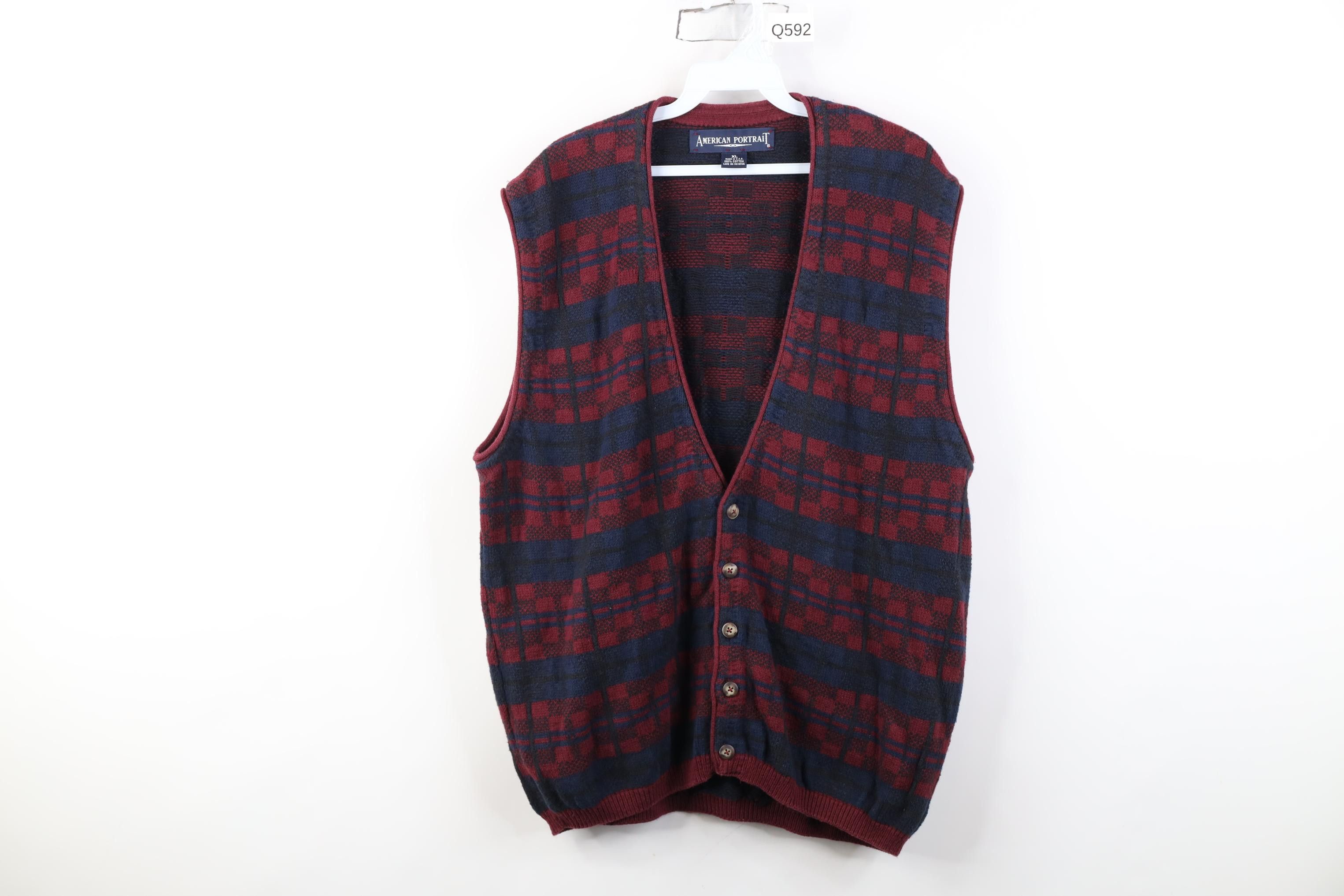 Vintage Vintage 90s Streetwear Knit Cardigan Sweater Vest USA Size US XL / EU 56 / 4 - 1 Thumbnail