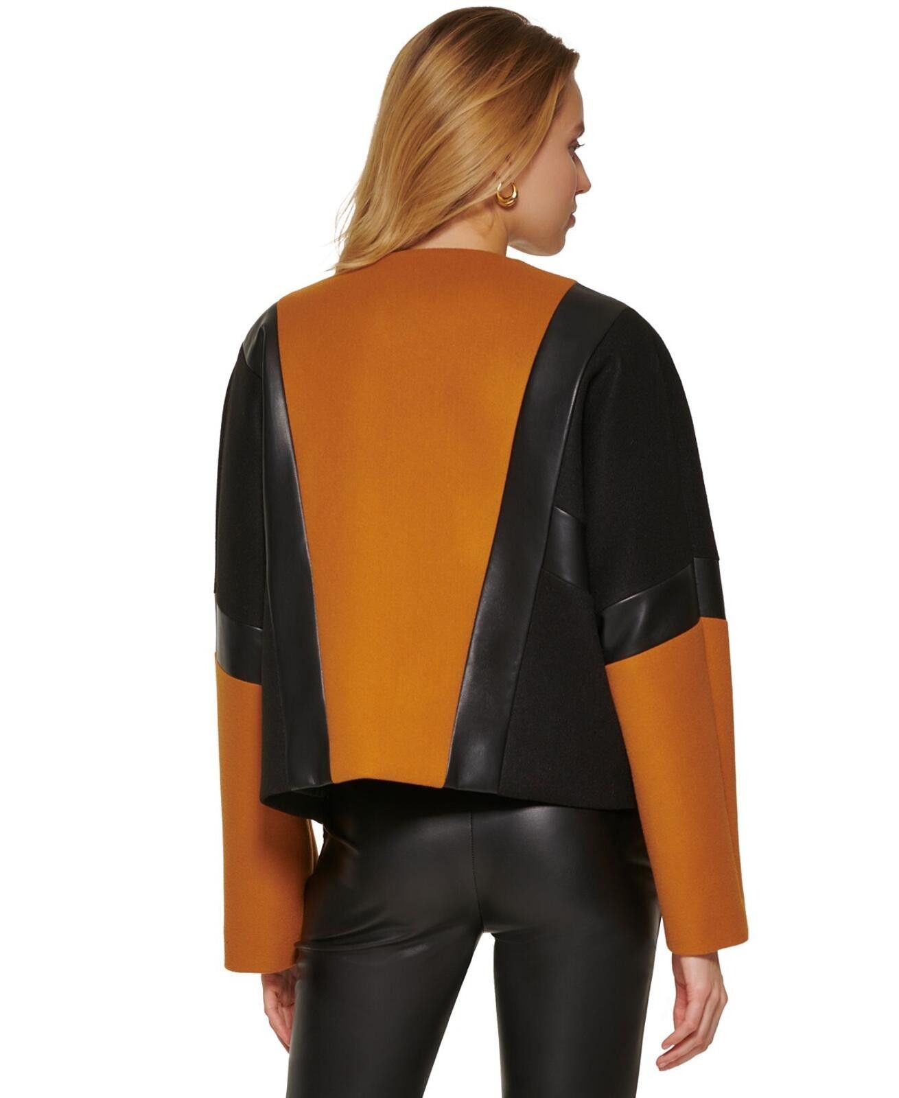 DKNY DKNY Women's Mixed Media Jacket - L - Roast Pecan Heather Size L / US 10 / IT 46 - 2 Thumbnail