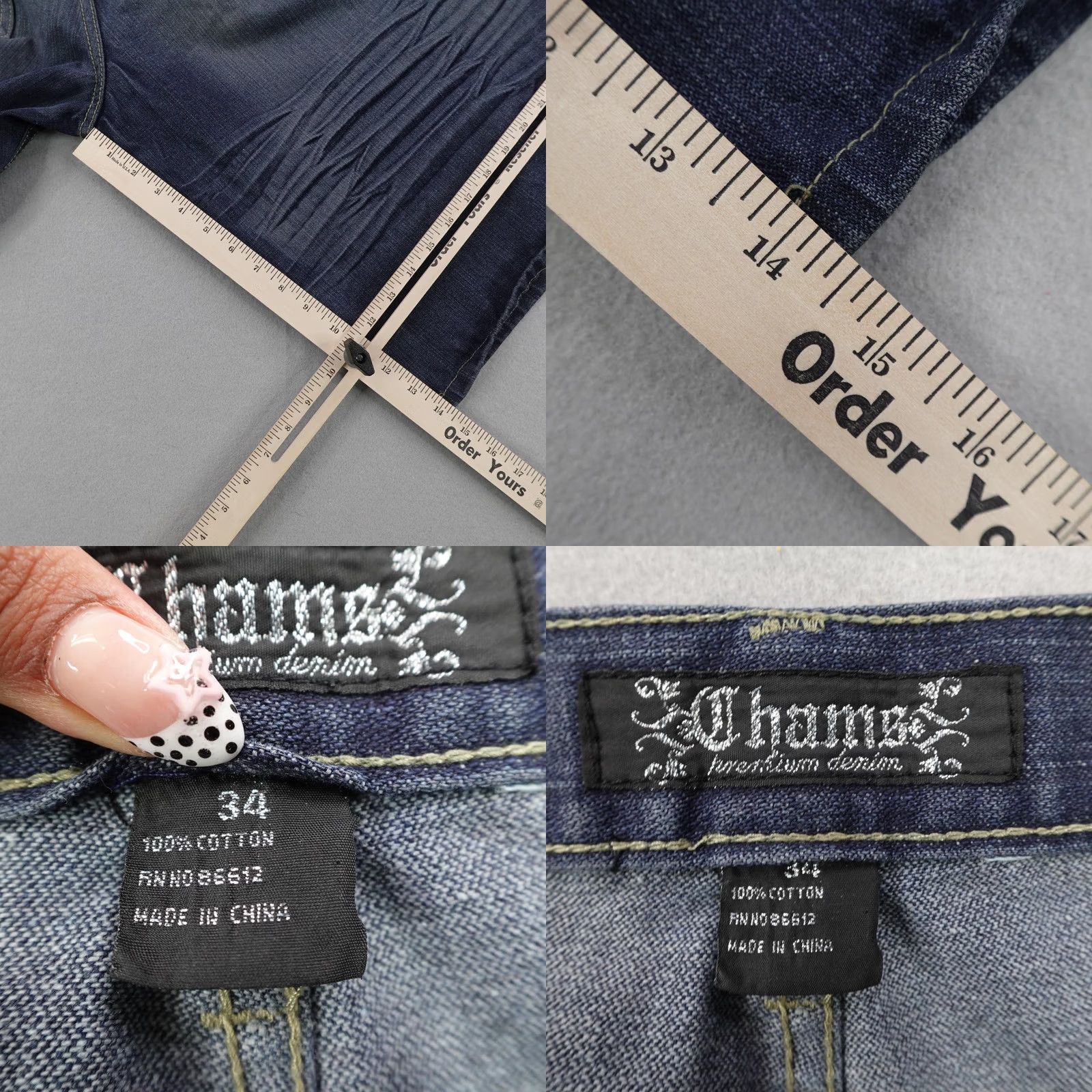 Vintage VINTAGE Chams Shorts Mens 34 Blue Denim Jean Jorts Baggy Loose Embroidered Y K Size US 34 / EU 50 - 9 Thumbnail