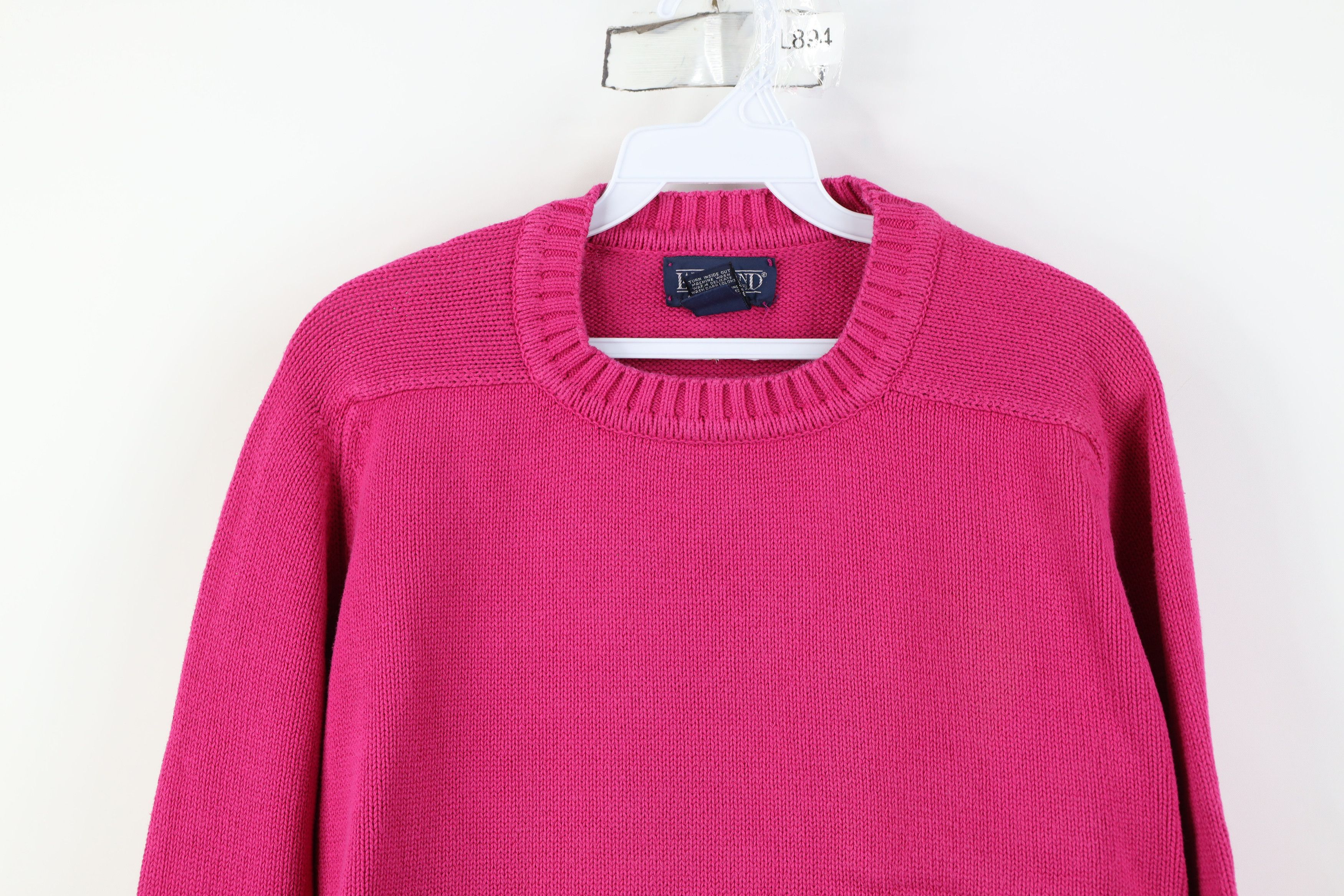 トップス 90s lands' end cotton sweater Vintage 90s Lands End Cotton Ribbed Knit Sweater Pink USA