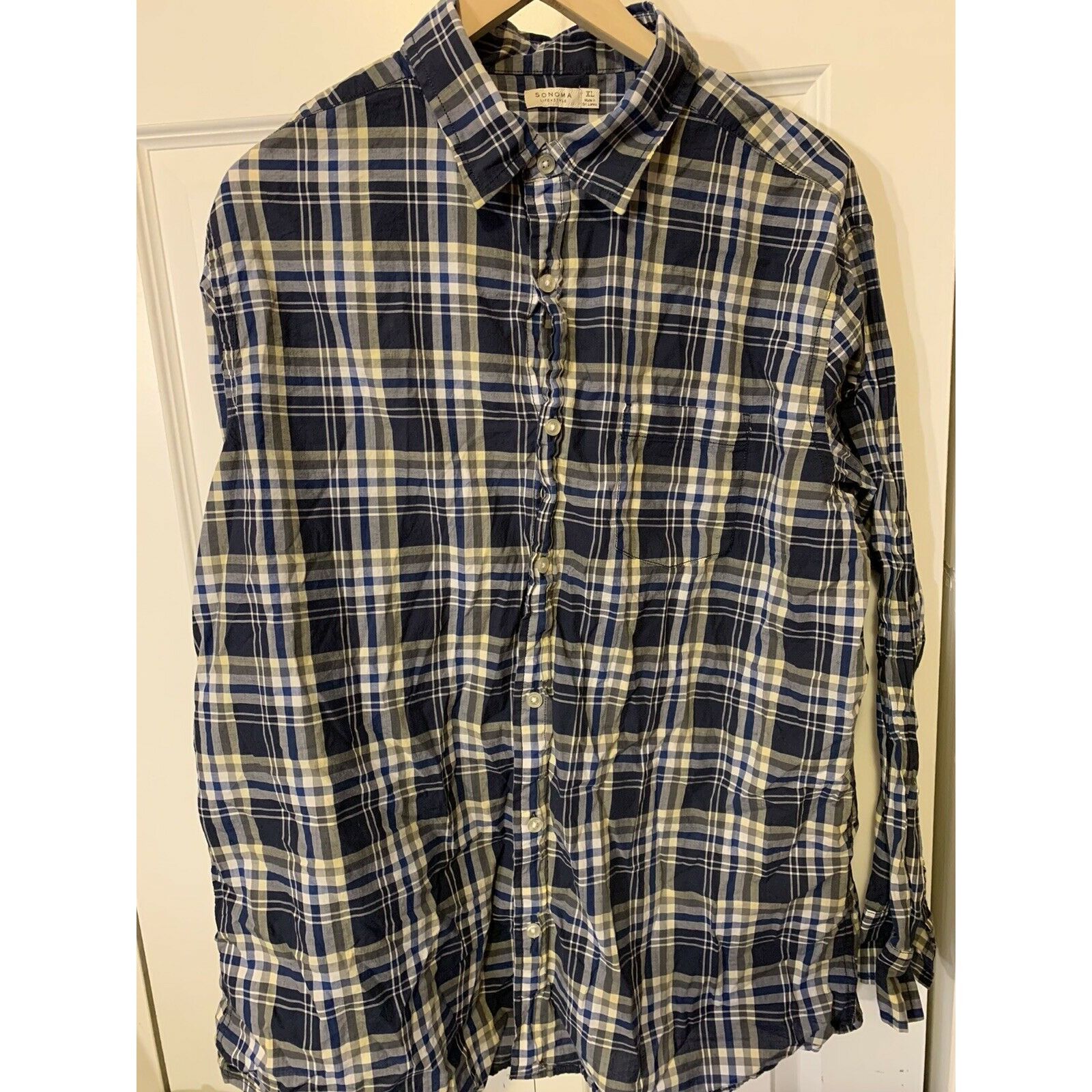 Sonoma Sonoma Life Style Shirt Men's Sz XL Plaid Blue Long Sleeve B Size US XL / EU 56 / 4 - 3 Thumbnail