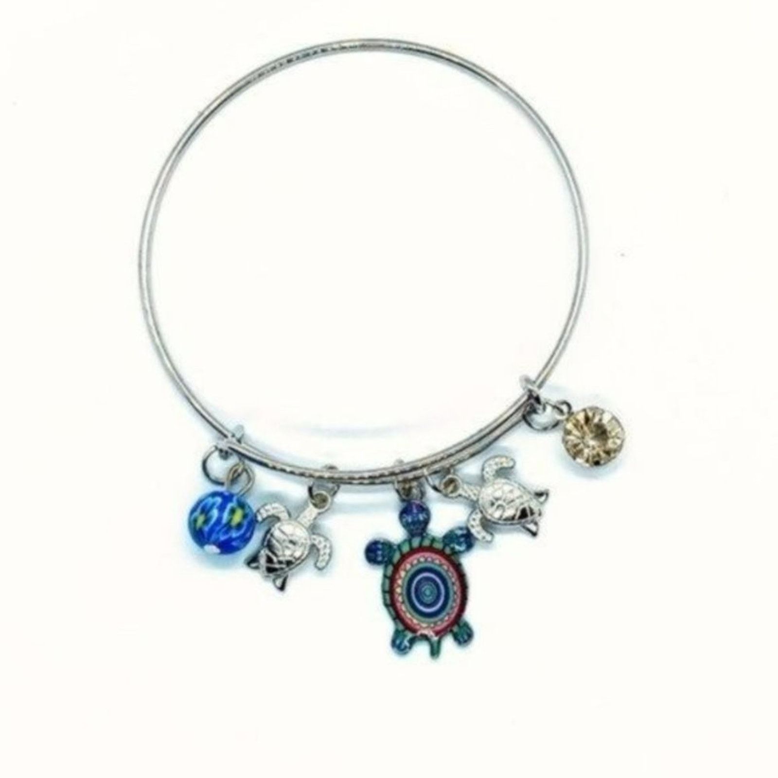 Other Beaded Sea Turtle Charm Colorful Bangle Bracelet Size ONE SIZE - 1 Thumbnail