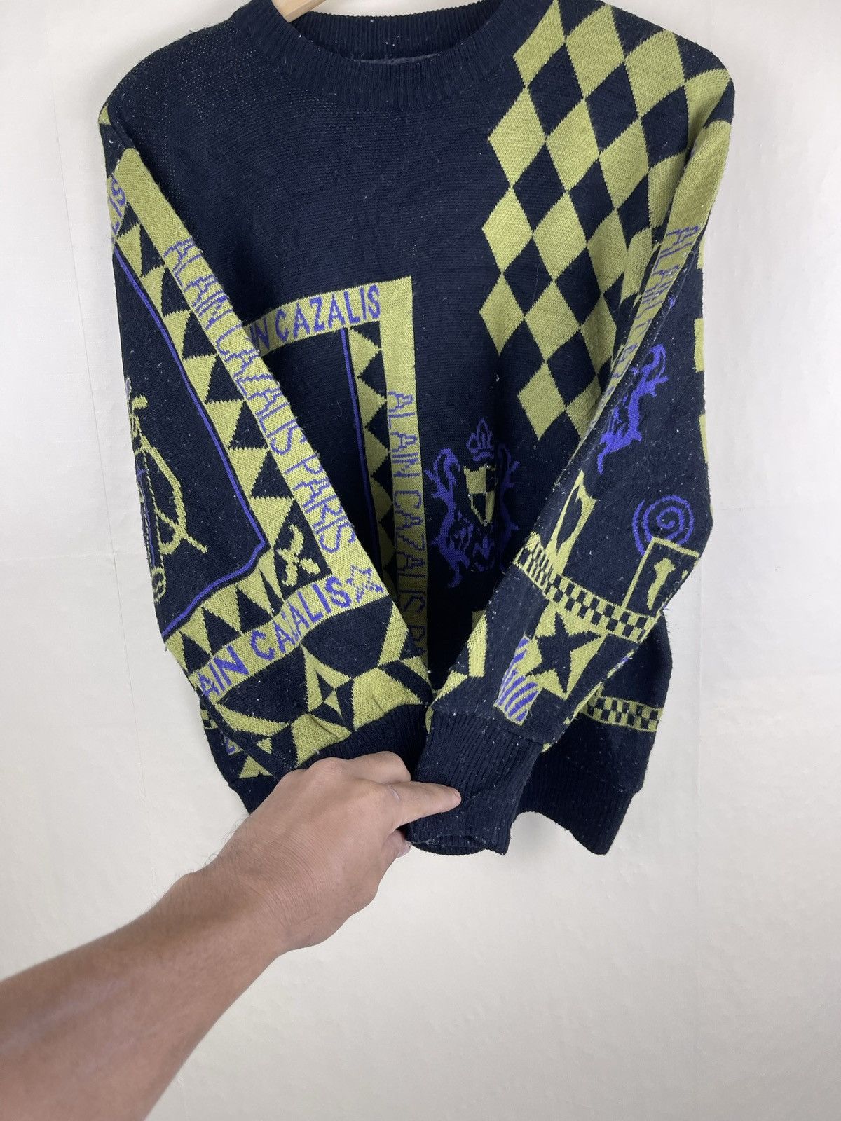 Designer × Vintage VINTAGE ALAIN CAZALIS PARIS FULL PRINTED KNIT SWEATSHIRT Size US M / EU 48-50 / 2 - 7 Thumbnail
