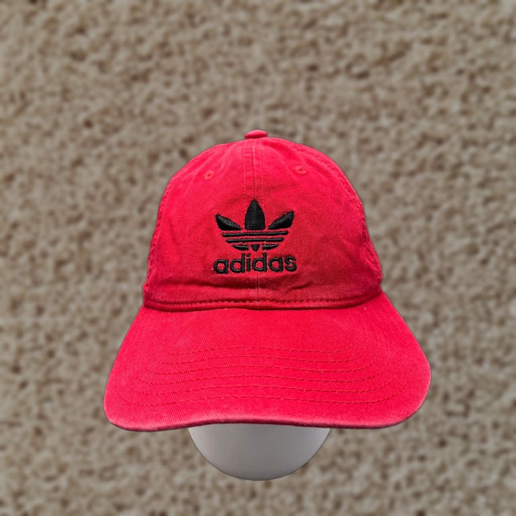 Adidas ADIDAS Hat Cap Baseball Adjustable One Size Red Cotton Golf 90s Style Mens Navy Brand? Size ONE SIZE - 1 Thumbnail