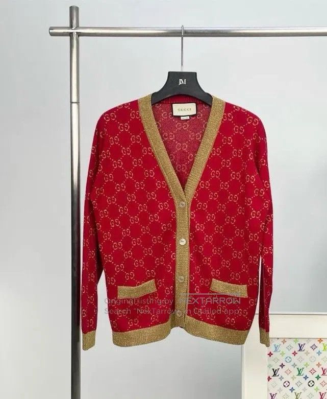 Gucci Gucci Red Logo Print Cardigan XS. Size XS / US 0-2 / IT 36-38 - 1 Thumbnail