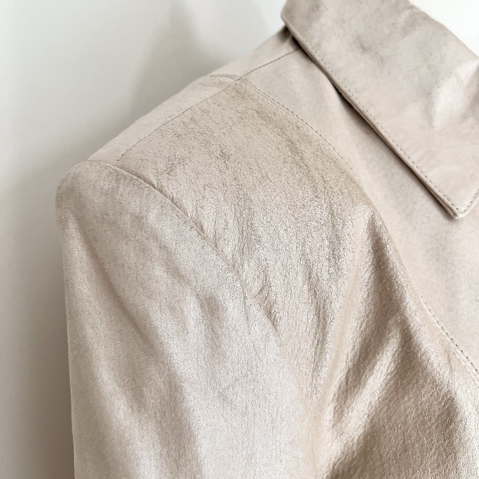 Adler Adler Collection Women (M) Beige Leather Jacket 90s Y2K Size M / US 6-8 / IT 42-44 - 7 Thumbnail