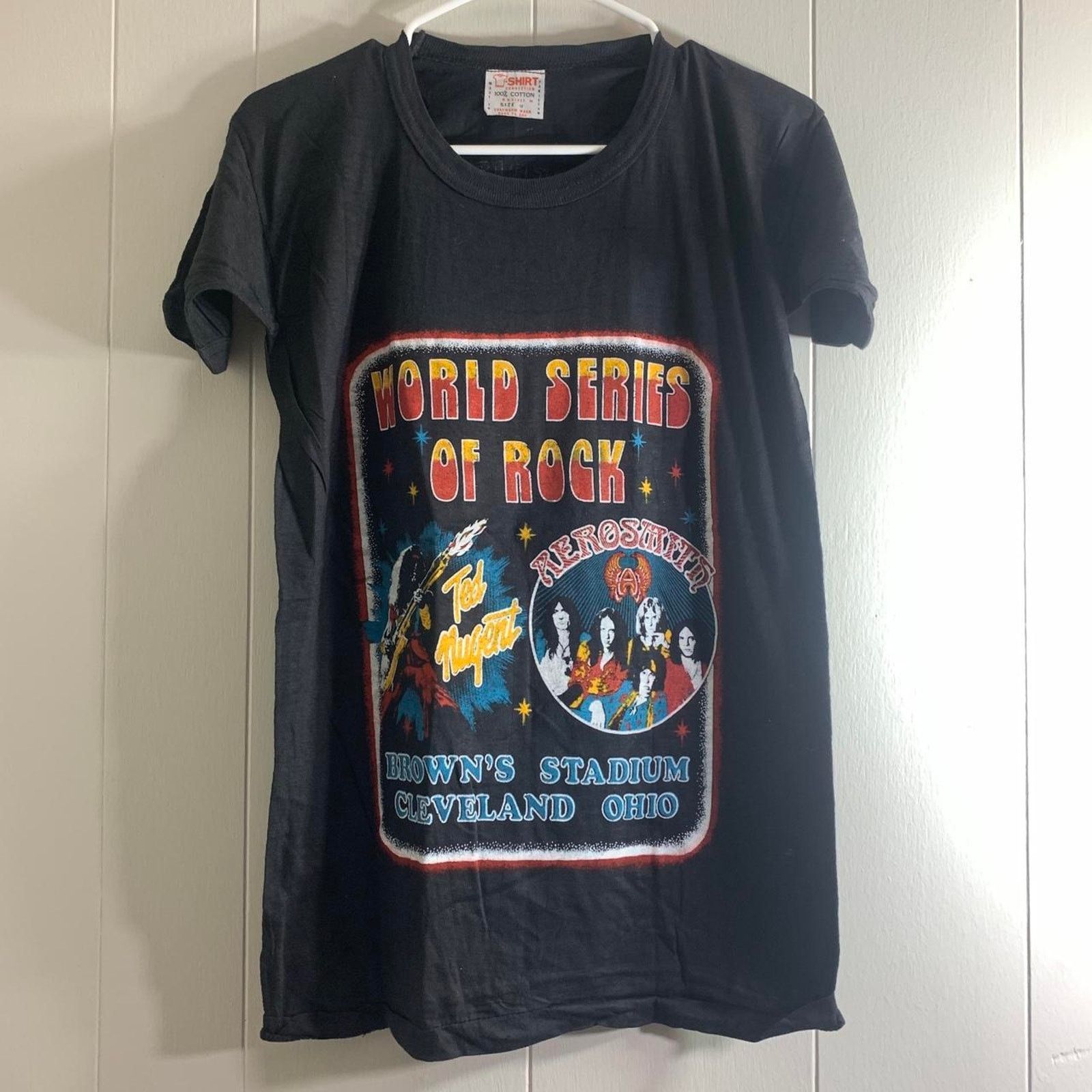 Vintage 1979 AEROSMITH TED NUGENT JOURNEY AC/DC THIN LIZZY tee shirt Size US M / EU 48-50 / 2 - 2 Thumbnail