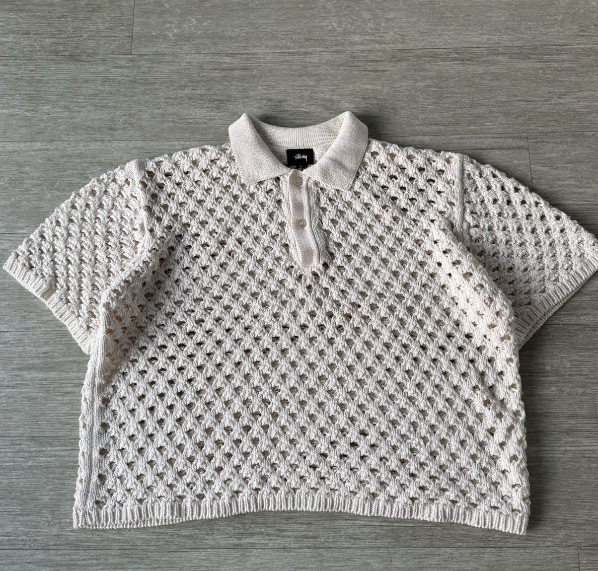 Stussy Stussy Big Mesh Polo Sweater in Ivory | Grailed