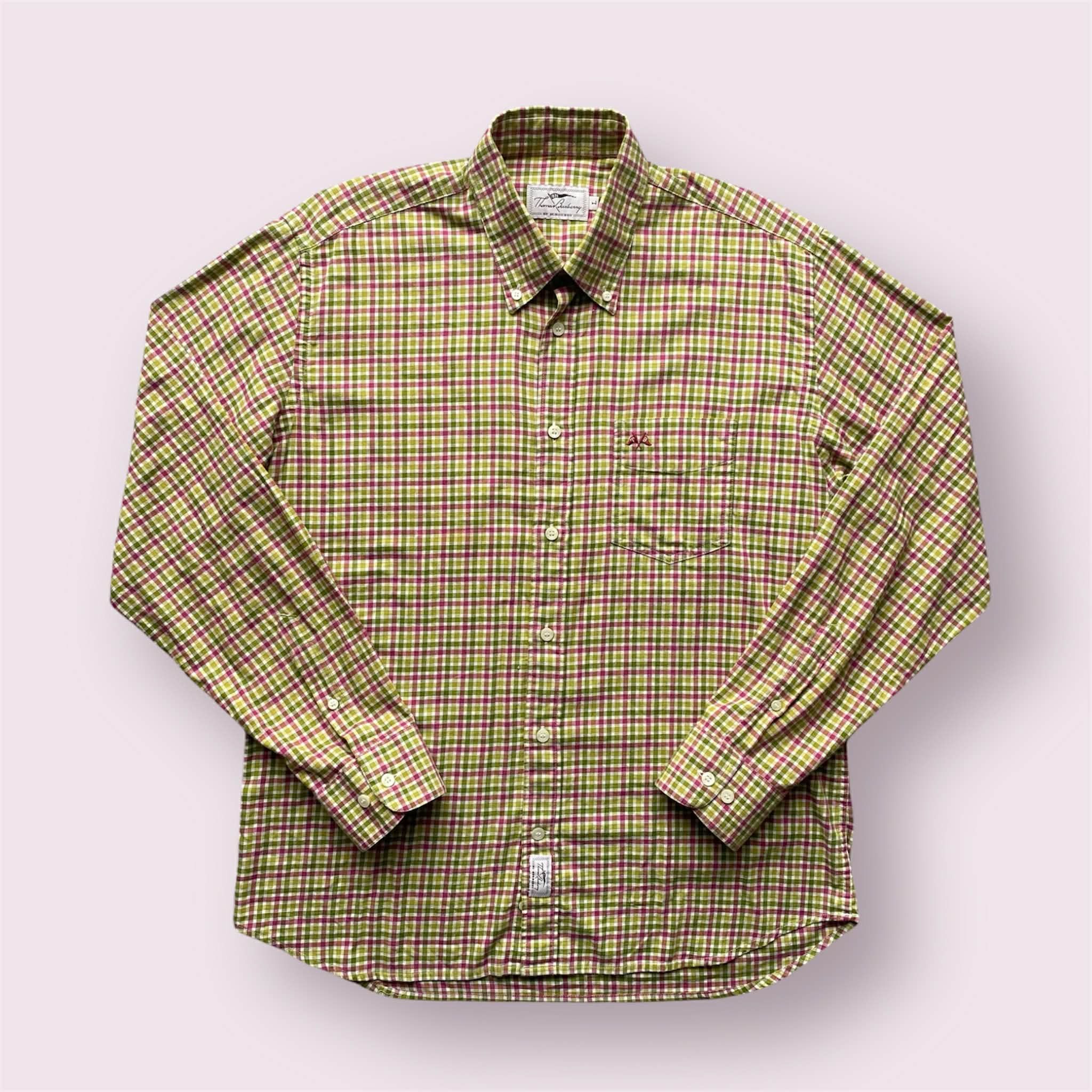 Burberry Vintage Thomas Burberry Button Up Green And Pink Shirt Size US L / EU 52-54 / 3 - 1 Thumbnail