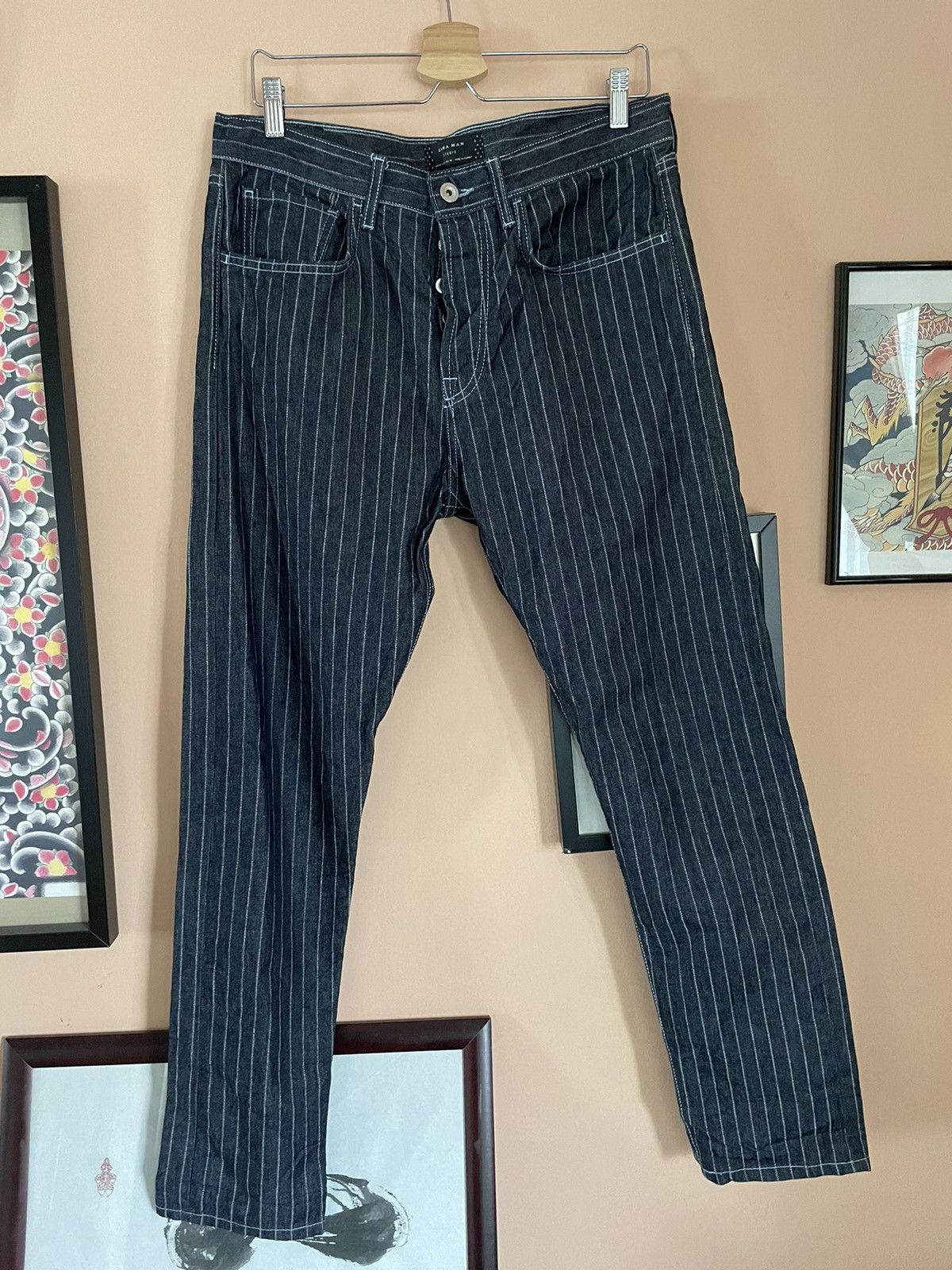 Zara Zara Studio tapered pinstripe denim jeans Size US 32 / EU 48 - 4 Thumbnail