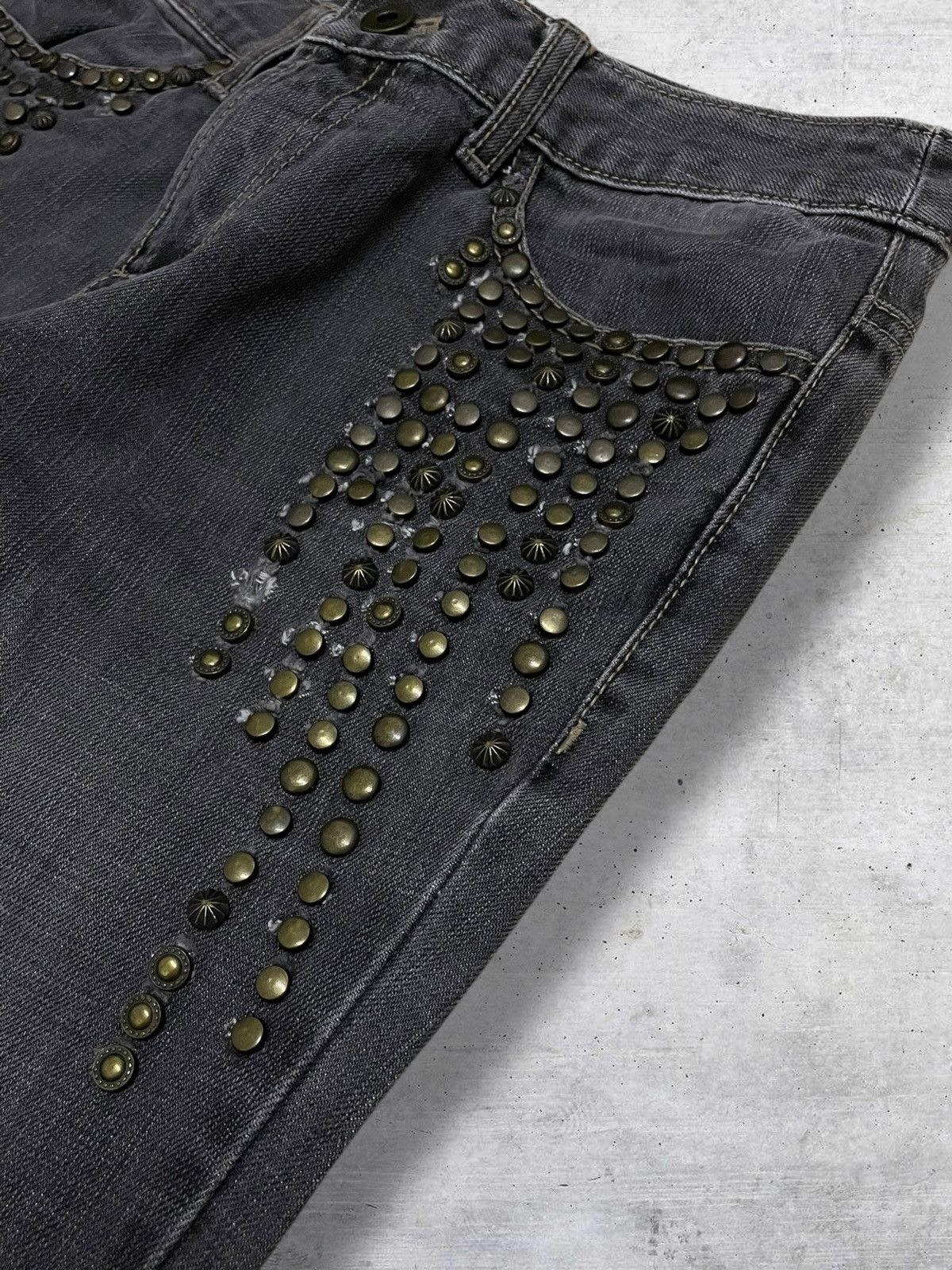 Japanese Brand 90S PUNK-ROCK INFLUENCES EKDUTIN STUDDED FLARED JAPAN DENIM Size US 28 / EU 44 - 8 Thumbnail