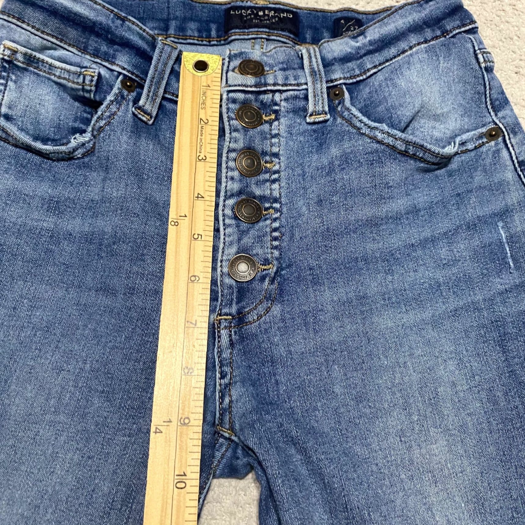 Lucky Brand Lucky Brand Womens Jeans 4 Skinny High Rise Blue Denim Distressed Raw Hem Size 27" / US 4 / IT 40 - 4 Thumbnail