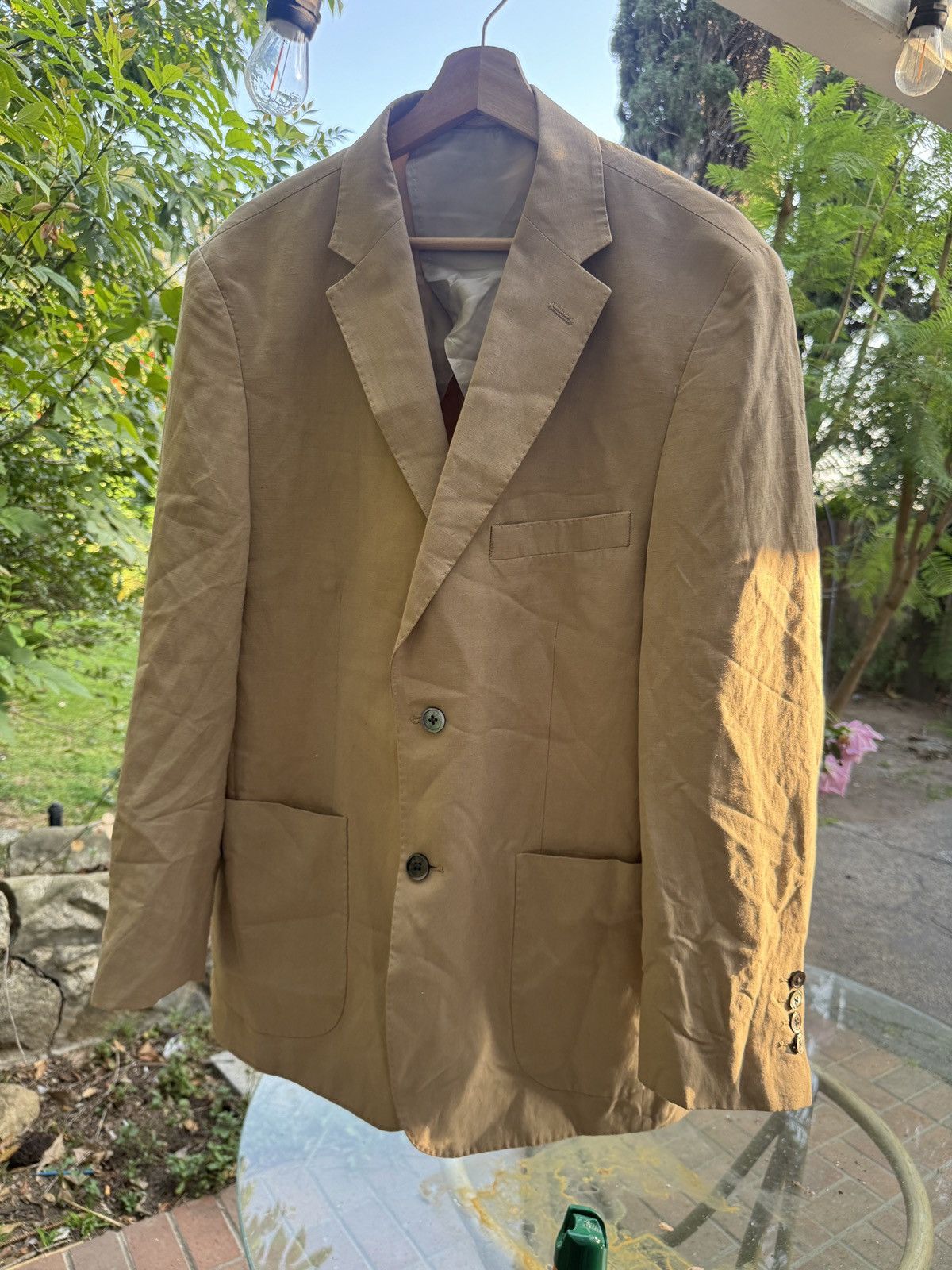 Bullock & Jones Bullock & Jones Silk–Linen Sport Coat / Blazer – Tan – 42R Size 42R - 10 Thumbnail