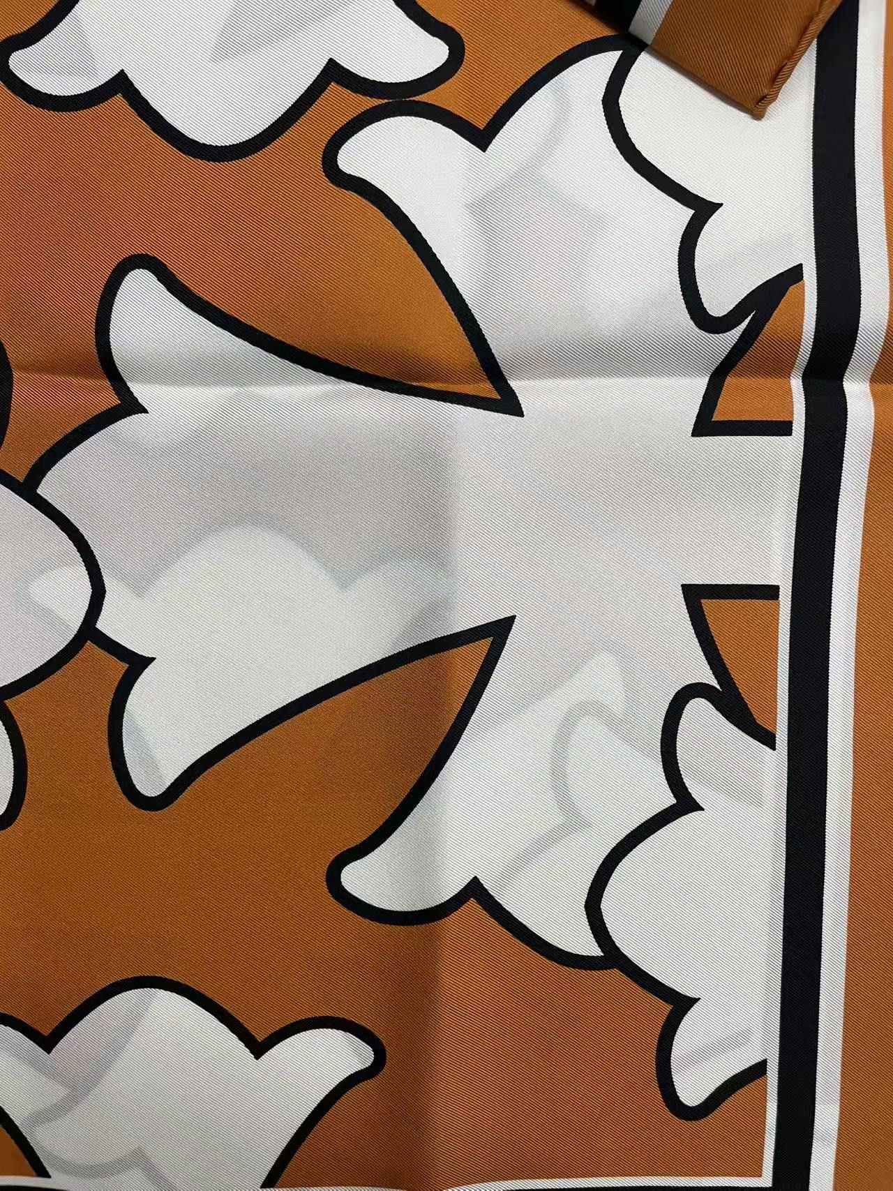 Chrome Hearts Chrome Hearts Orange & White-Cross Logo Silk Scarf Size ONE SIZE - 6 Thumbnail