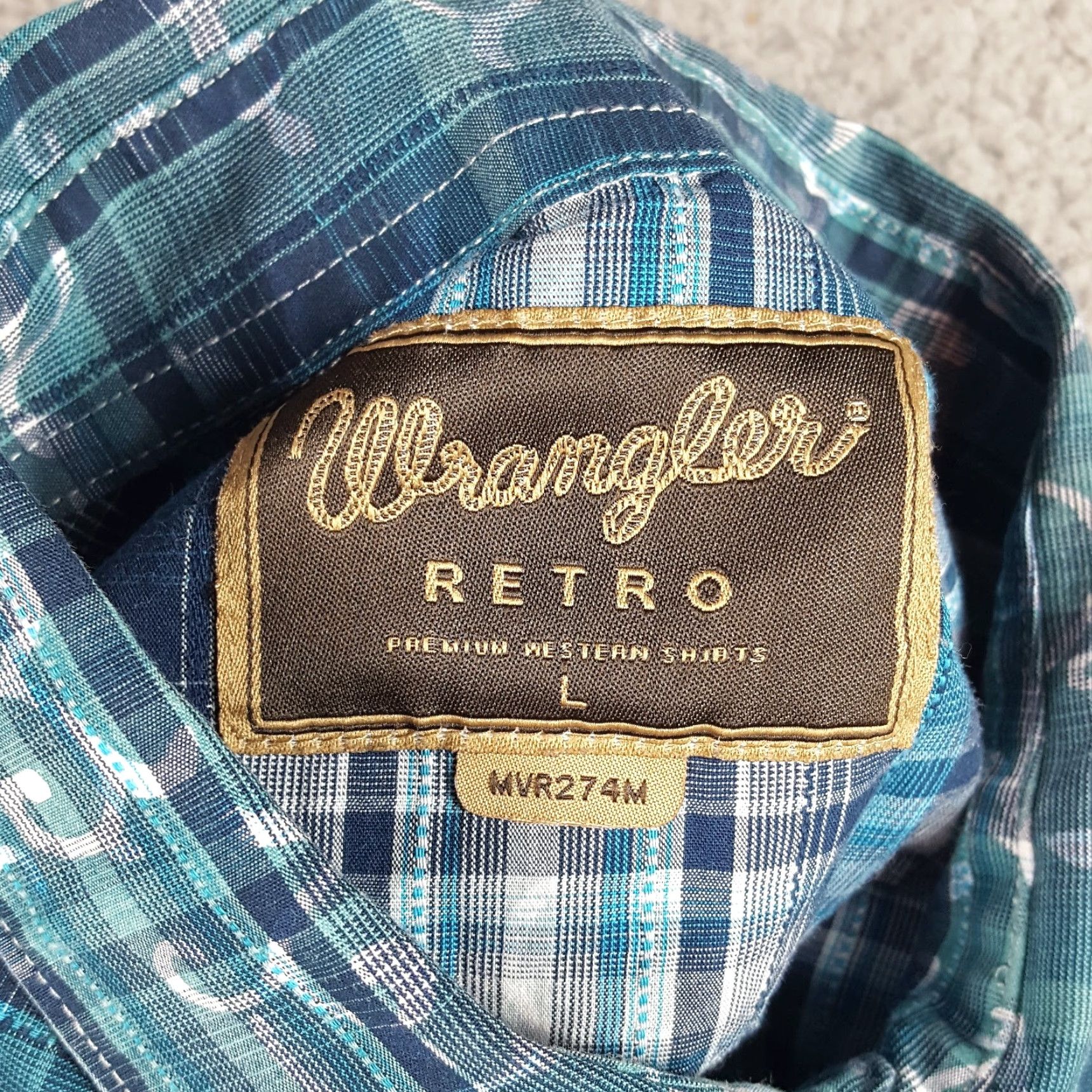 Wrangler VINTAGE Wrangler Western Pearl Snap Cowboy Shirt Men's Large Southwestern Button-Up Plaid Cotton Blue 90s Workwear Mens Size US L / EU 52-54 / 3 - 6 Thumbnail