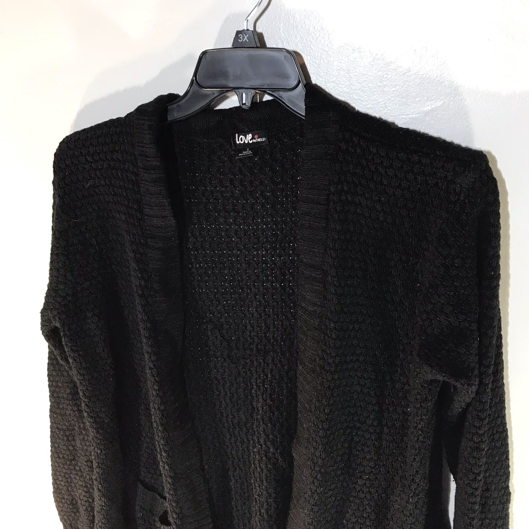 Vintage Love By Chelsey Women's Cardigan Sweater Open Front Long Sleeve Black Fall Winter L Size L / US 10 / IT 46 - 2 Thumbnail