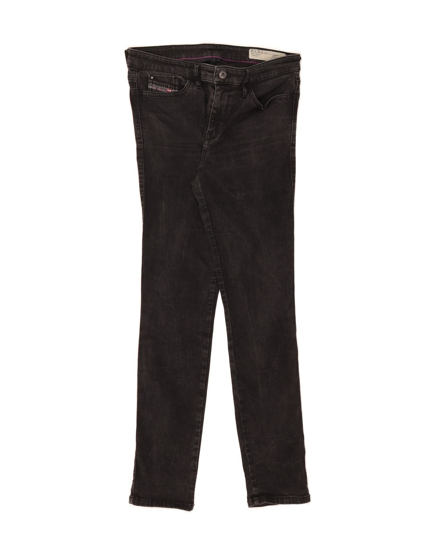 Diesel Womens Skinzee Super Skinny Jeans W31 L30 Black Cotton Size 42" / US 20 - 1 Thumbnail