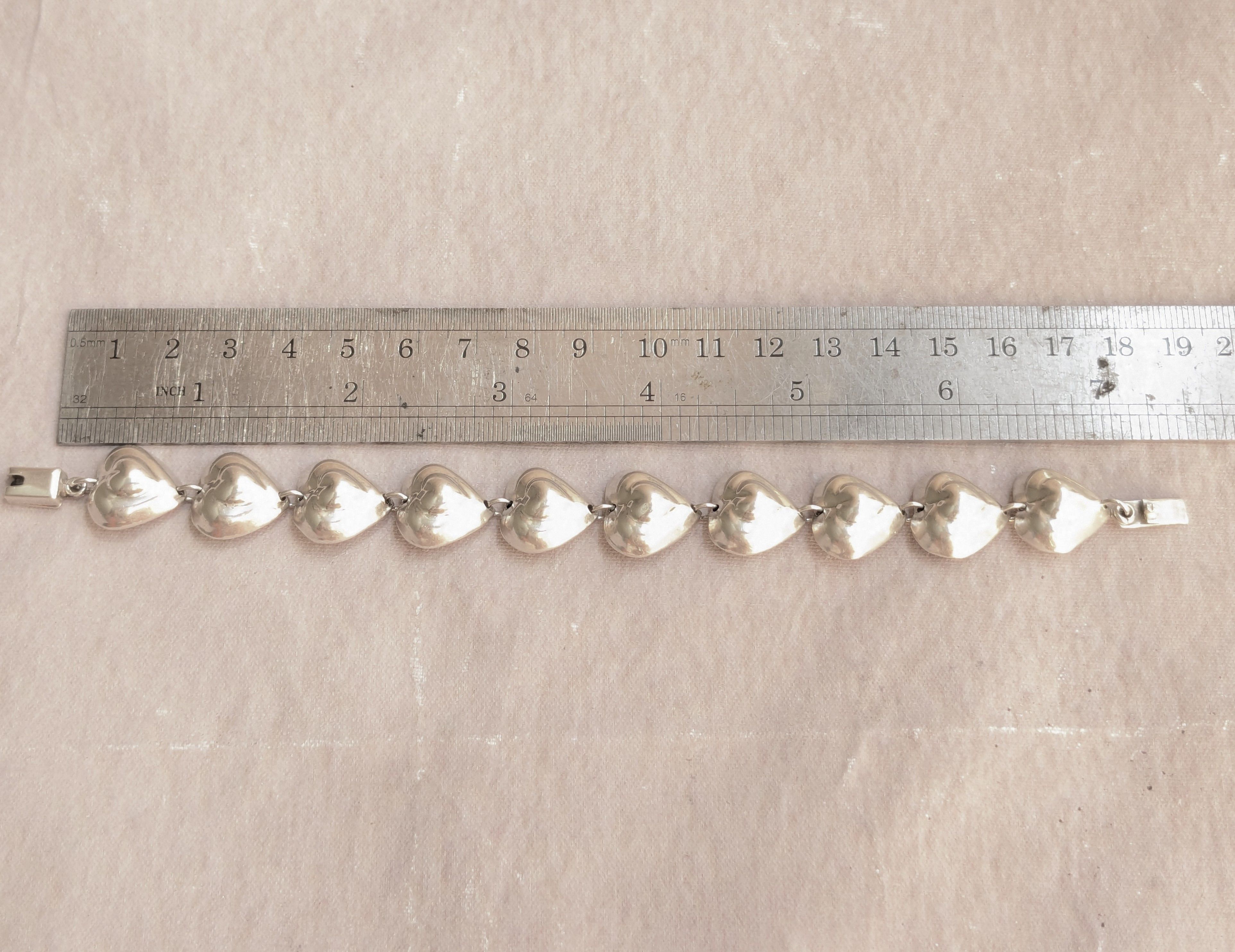 Jewelry Vintage Taxco Sterling Silver Heart Bracelet Y2K 7.5" Size ONE SIZE - 16 Thumbnail