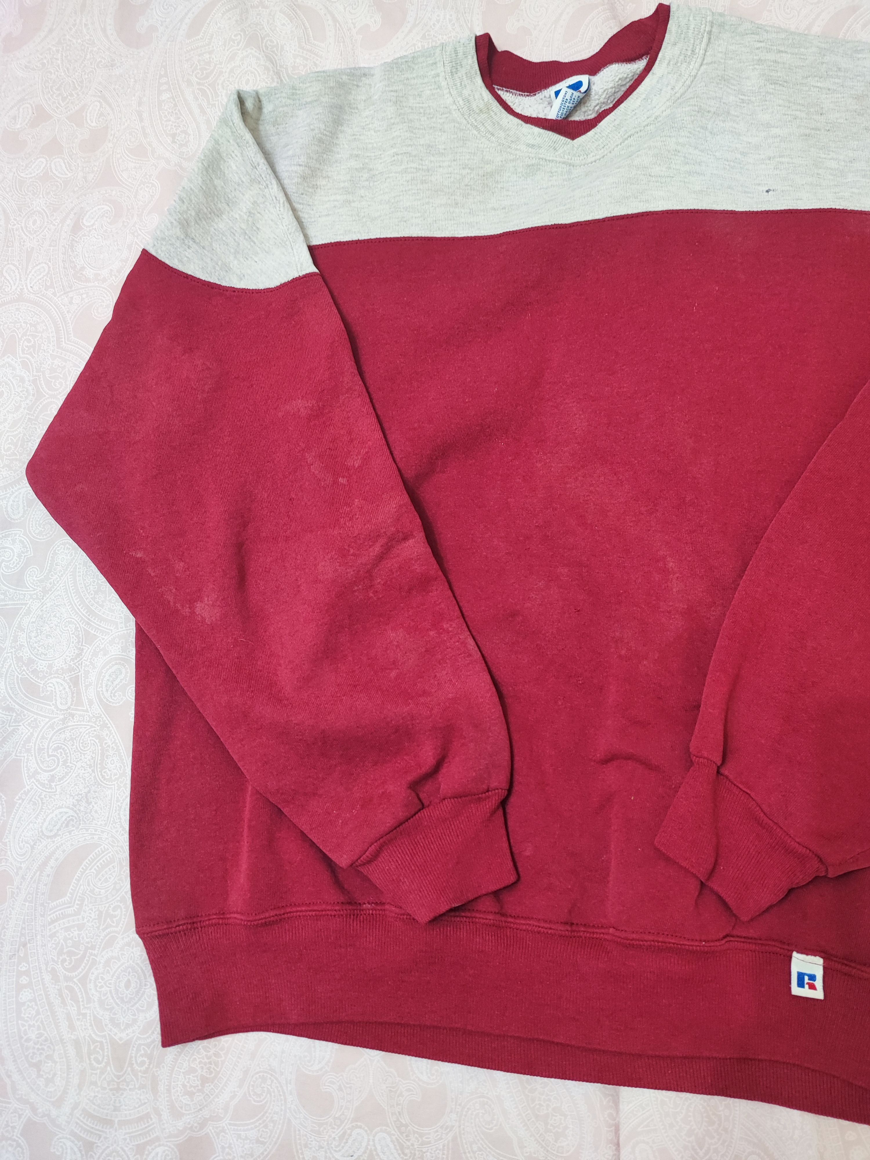 Russell Athletic Vintage Russell Athletic trashed Boxy 2 tone sweatshirt Size US XL / EU 56 / 4 - 7 Thumbnail
