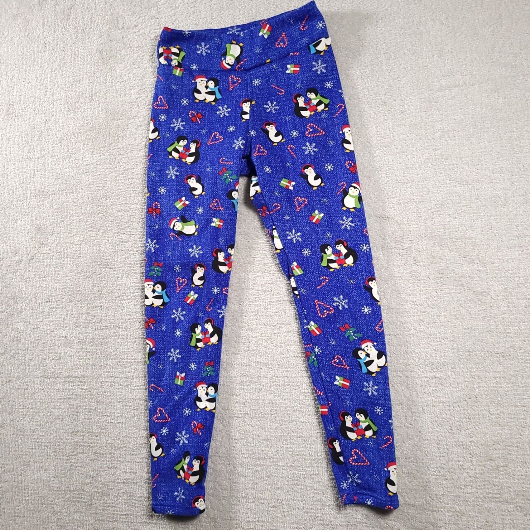 Vintage No Boundaries Leggings Leggings Juniors M Blue Winter Holiday Penguins Size 32" / US 10 / IT 46 - 2 Thumbnail