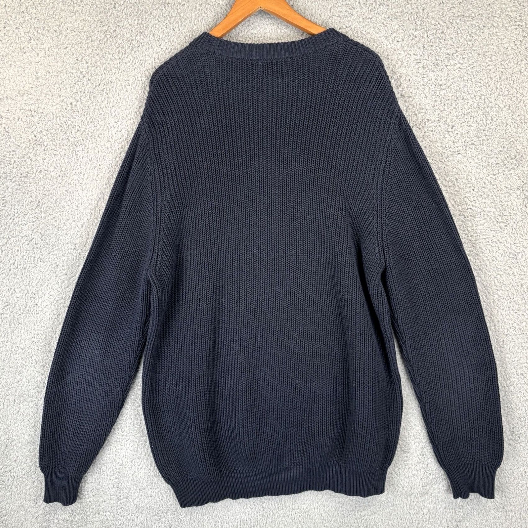Vintage VINTAGE L.L.Bean Sweater Mens 2XLT Navy Crewneck Rib Knit Cotton Fisherman 90s Military Classic Size US XXL / EU 58 / 5 - 4 Thumbnail