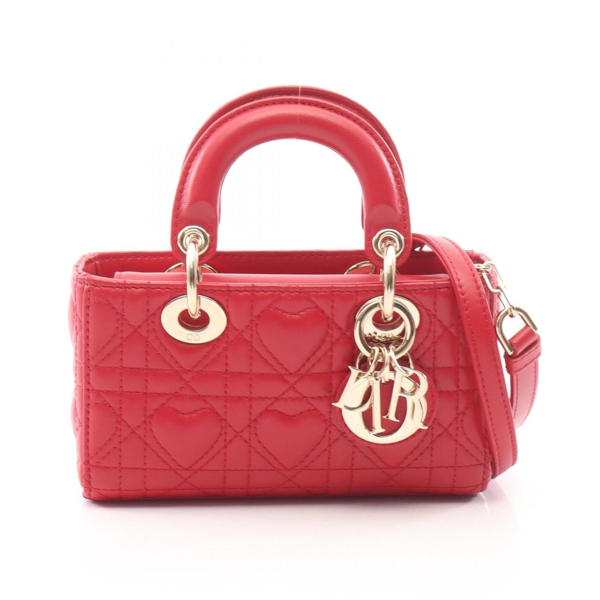 Dior Christian Dior Dior LADY D-JOY Micro Cannage 2-Way Handbag, Leather, Women's, Red Size ONE SIZE - 1 Thumbnail