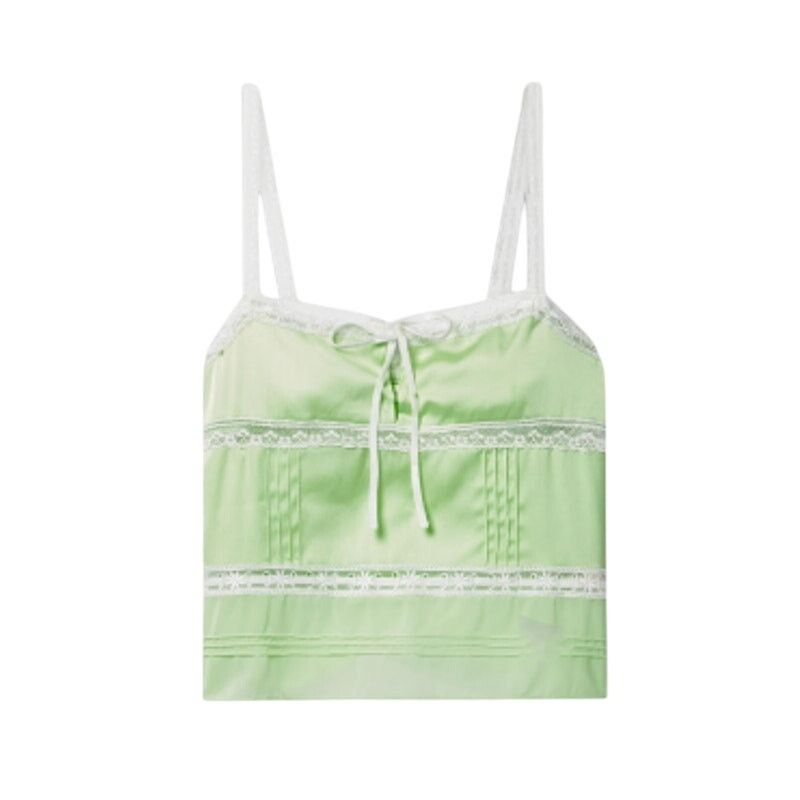 LoveShackFancy Sunny Lace Trimmed Pintucked Camisole light green XL Size L / US 10 / IT 46 - 1 Thumbnail