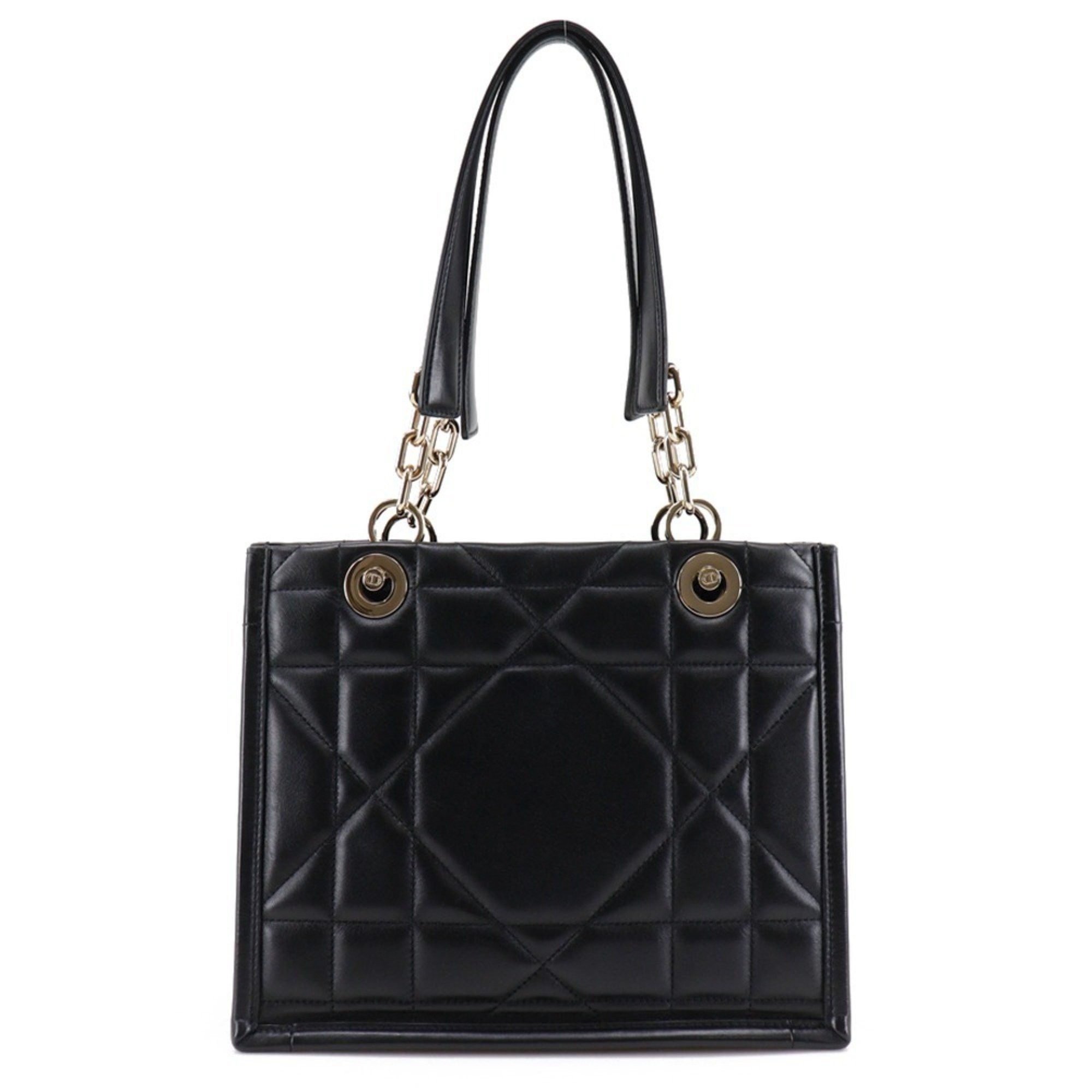Dior Christian Dior Essential Small Tote Bag, Archi Cannage, M8720OZVJ, Black Leather, A5, Women's Size ONE SIZE - 1 Thumbnail