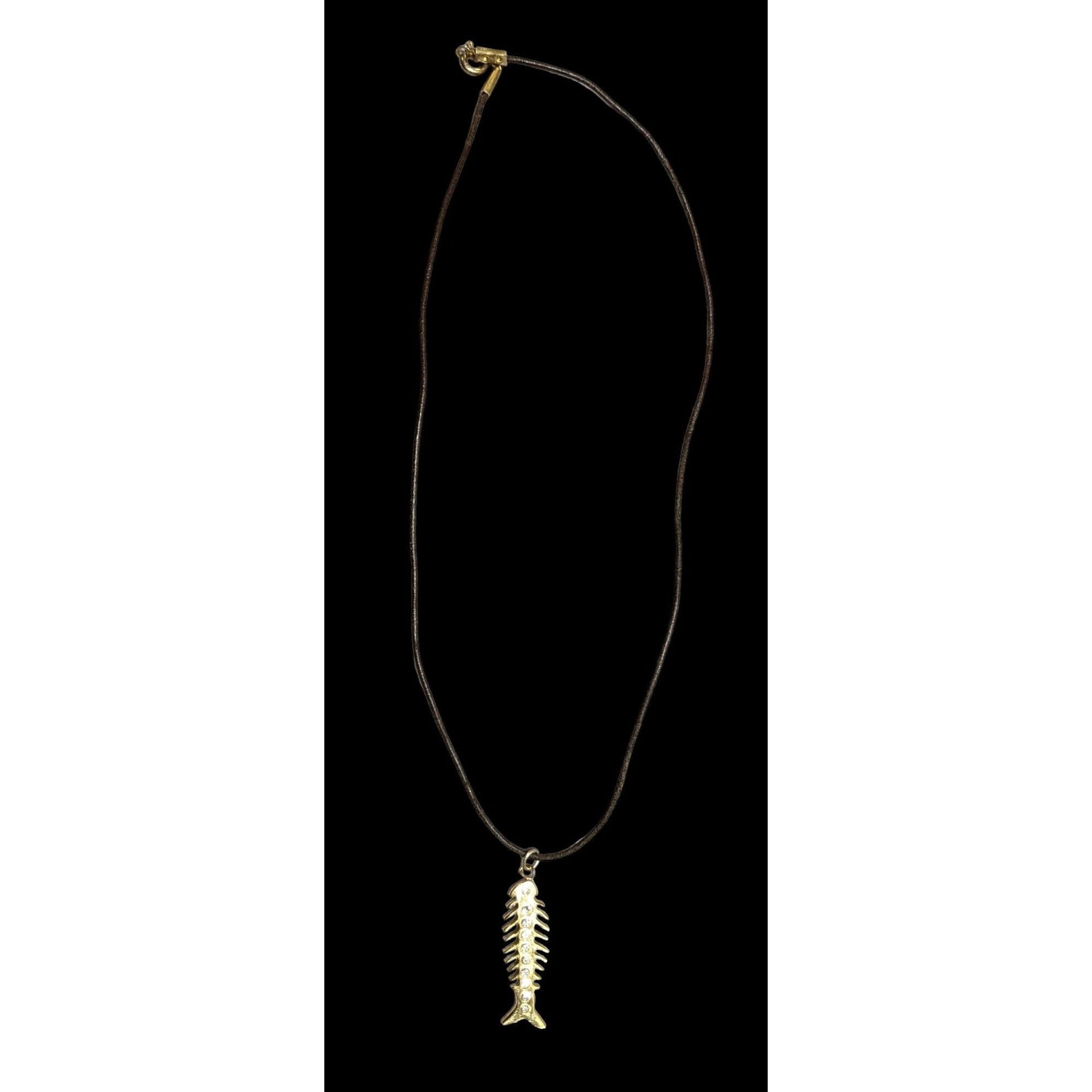 Other Glam Goth Fishbone Gold Sterling Pendant Necklace Size ONE SIZE - 3 Thumbnail