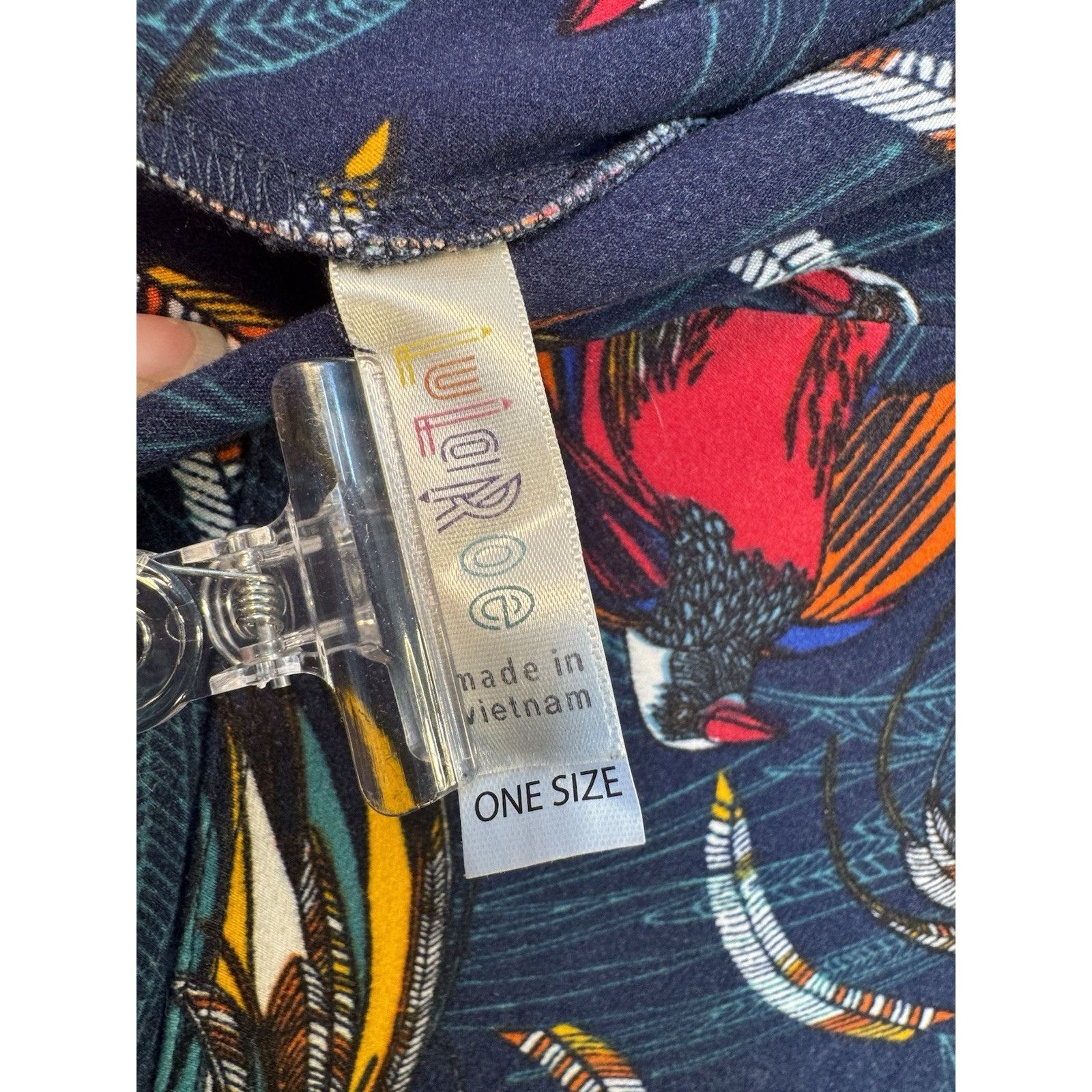 Other LuLaRoe Leggings OS One Size Blue Birds Feathers USED Size 29" - 7 Thumbnail