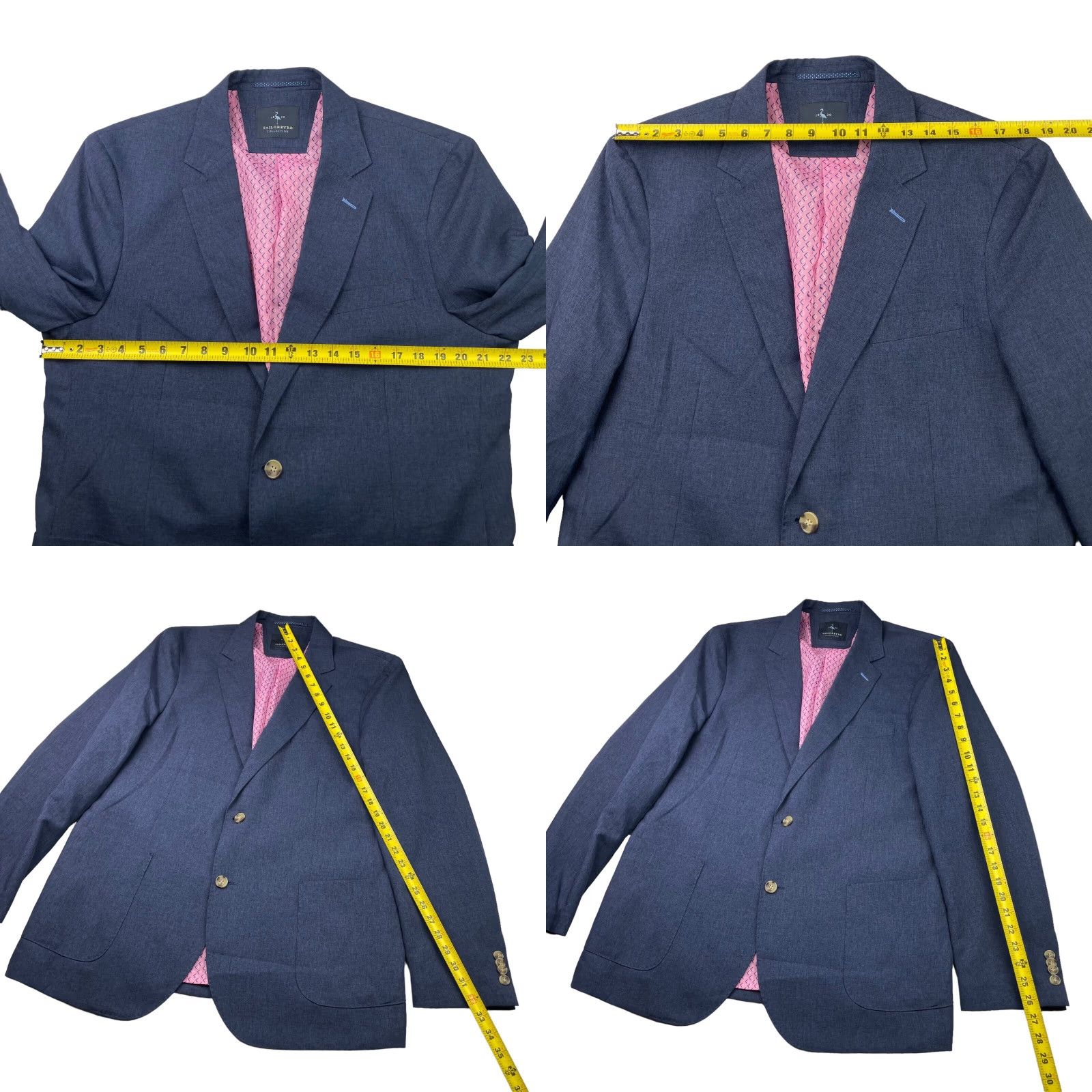 Tailorbyrd Tailorbyrd Men’s Blazer Navy Blue 44 Long 2-Button Chest 44 Polyester Notch Lapel Four-Button Sleeve Vintage? No. Size 44R - 8 Thumbnail