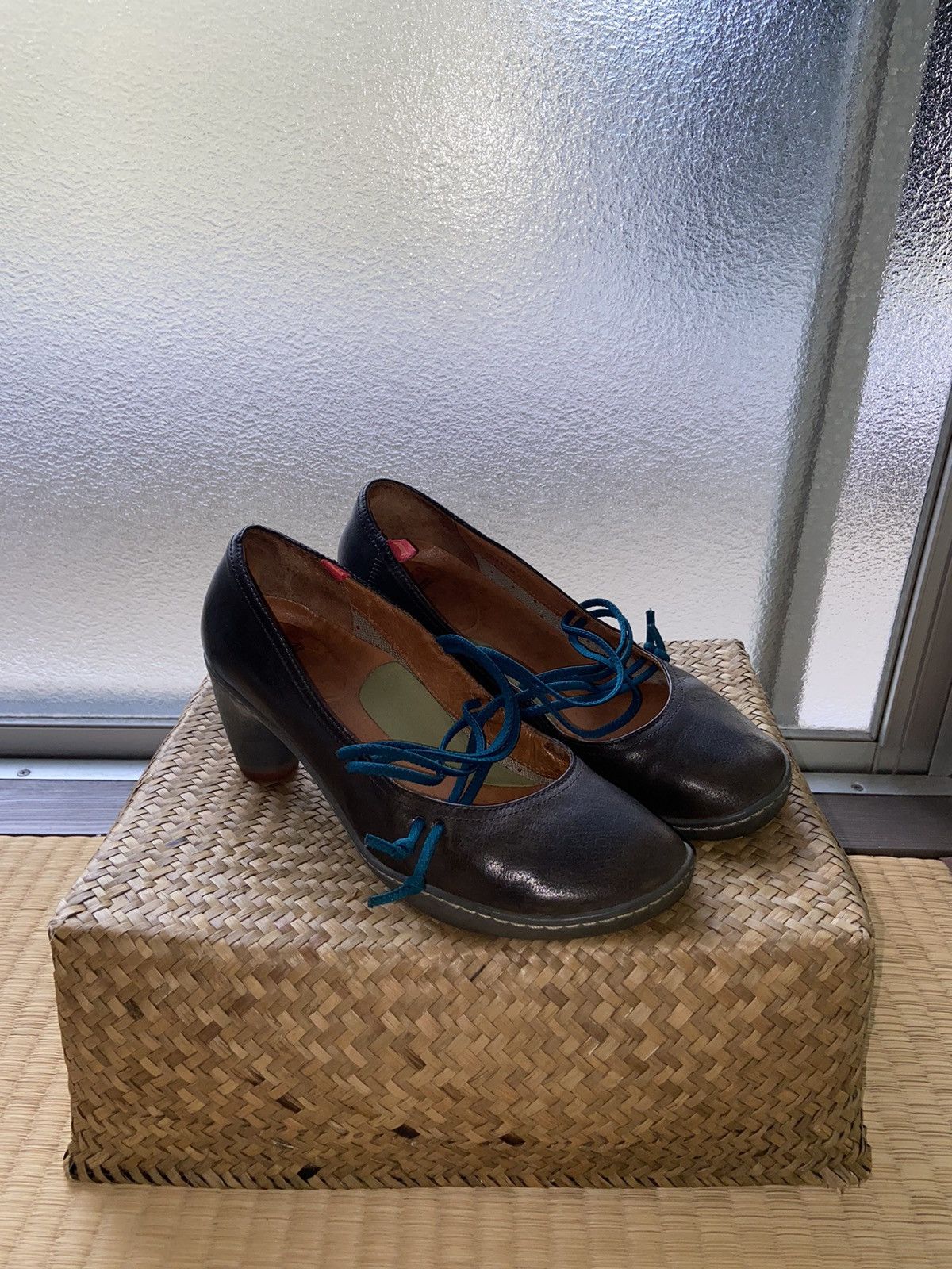 Camper × Vintage Camper Peu Nara Lace-up Pumps Leather Round Toe Heels Size US 7 / IT 37 - 1 Thumbnail