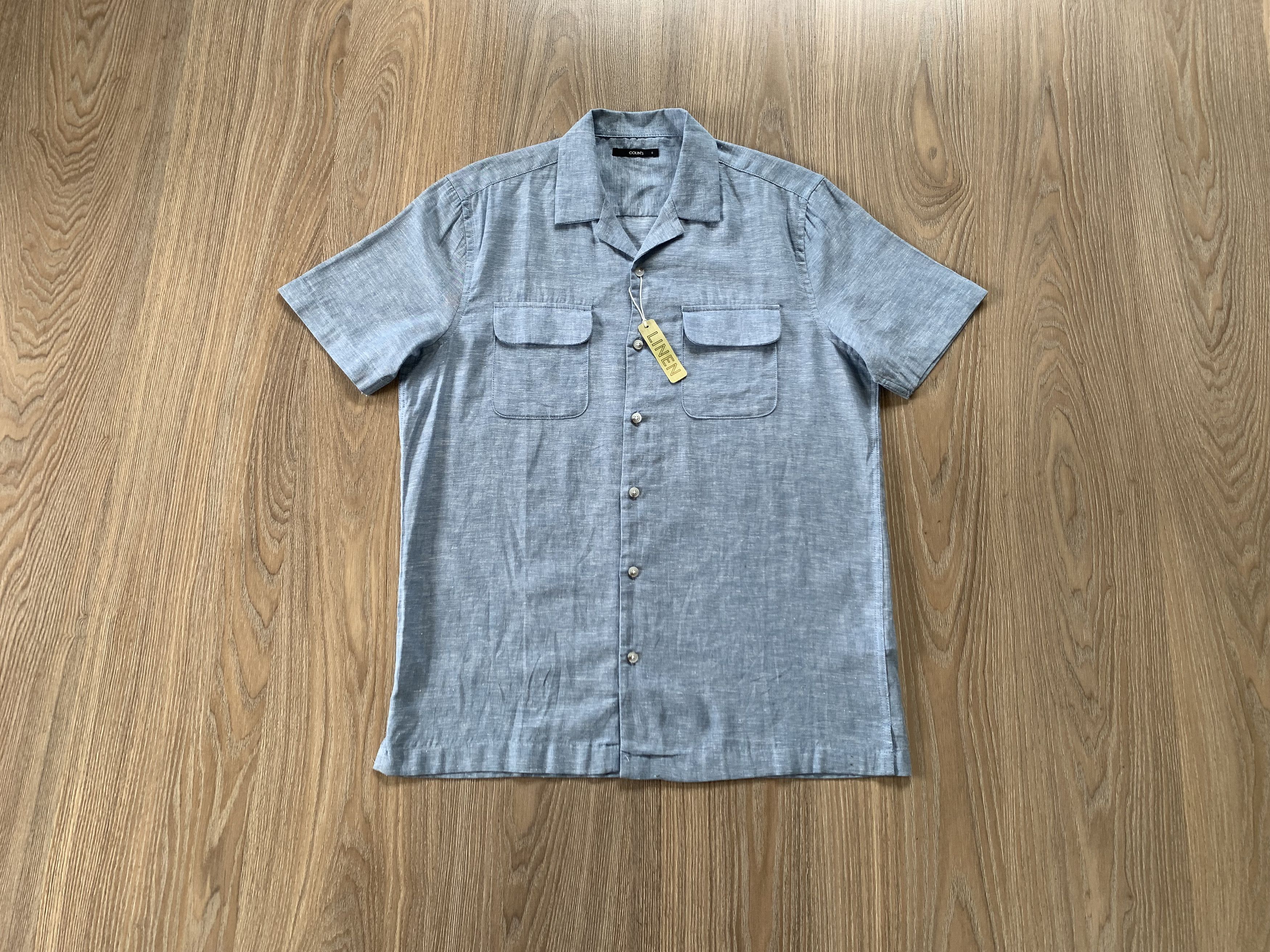 Other Colins New Linen Light Blue Pocket Short Sleeve Shirt Size US S / EU 44-46 / 1 - 1 Thumbnail
