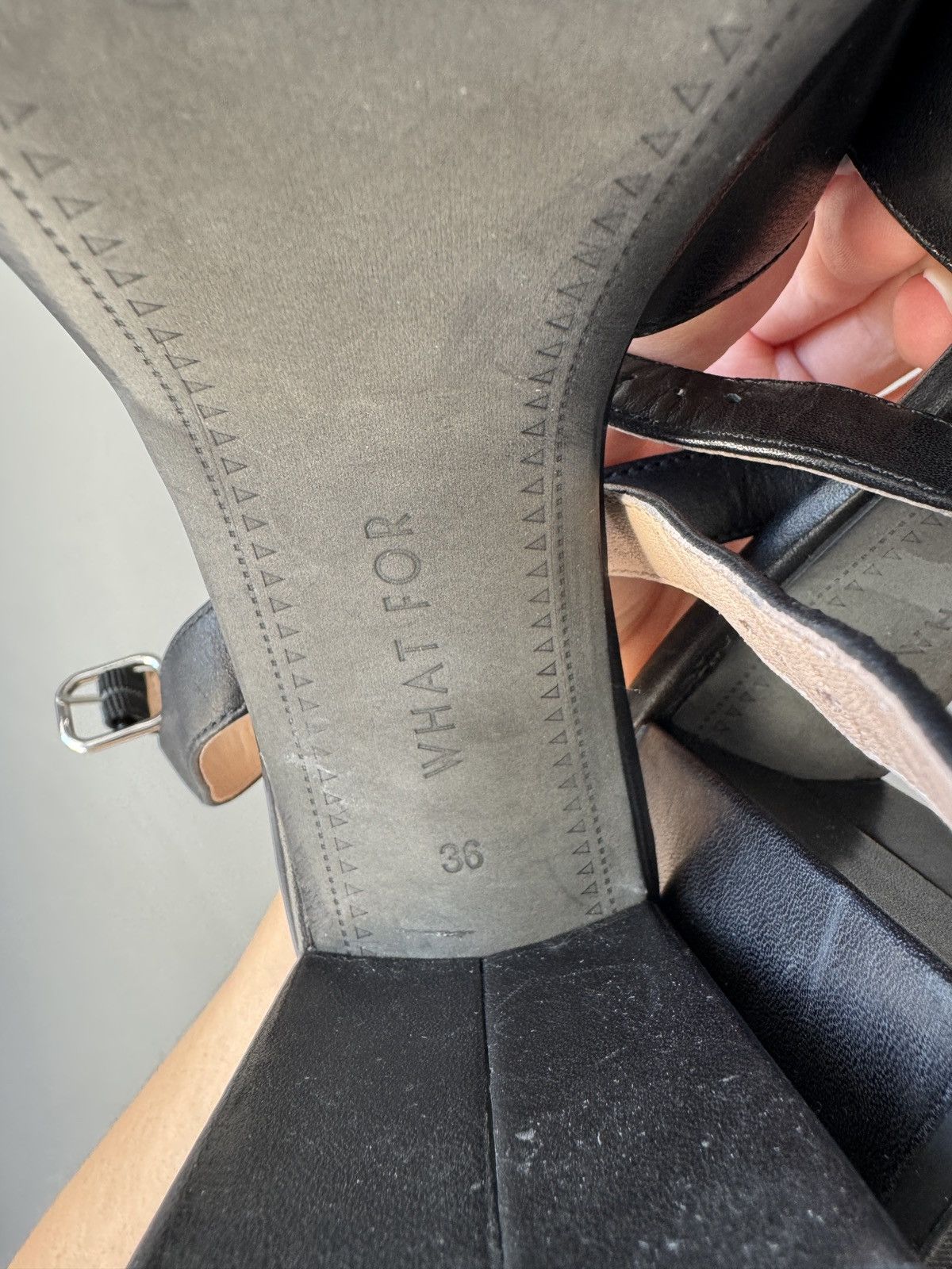 Genuine Leather What For Blanchett Calf Leather Black Sandals Size US 6 / IT 36 - 7 Thumbnail