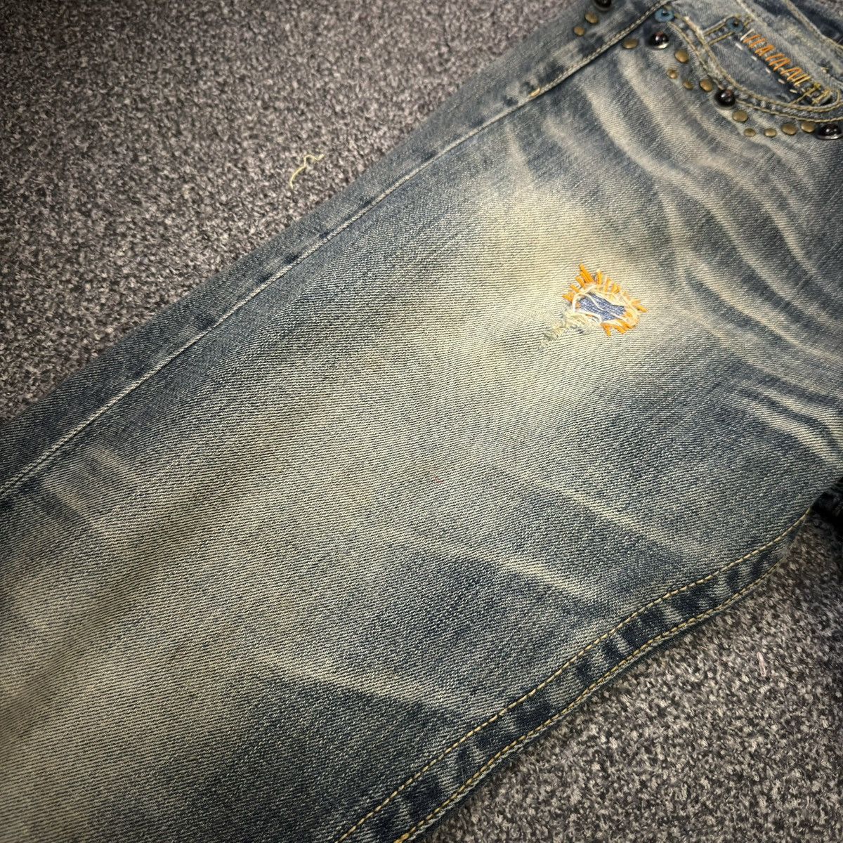 Japanese Brand Vintage Boot Cut Japanese Distressed Trim Studded Denim Size US 31 - 4 Thumbnail