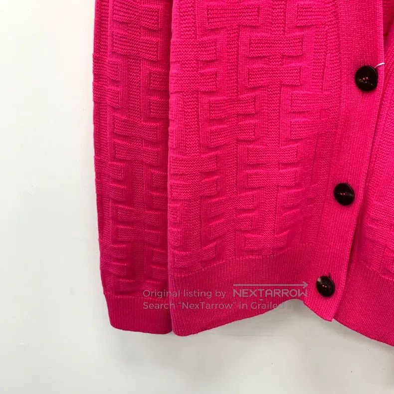 Hermes Hermes Fuchsia V-Neck Wool Knit Long Sleeve Jacket Size XS / US 0-2 / IT 36-38 - 4 Thumbnail