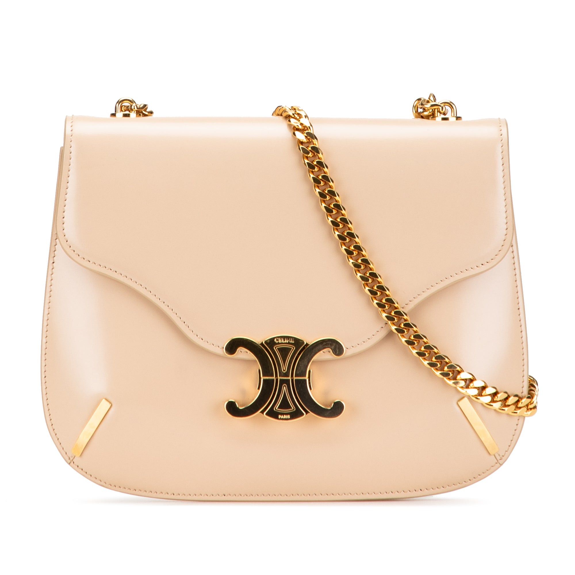 Celine Teen Shiny Calfskin Triomphe Besace Clea Chain Crossbody Size ONE SIZE - 1 Thumbnail