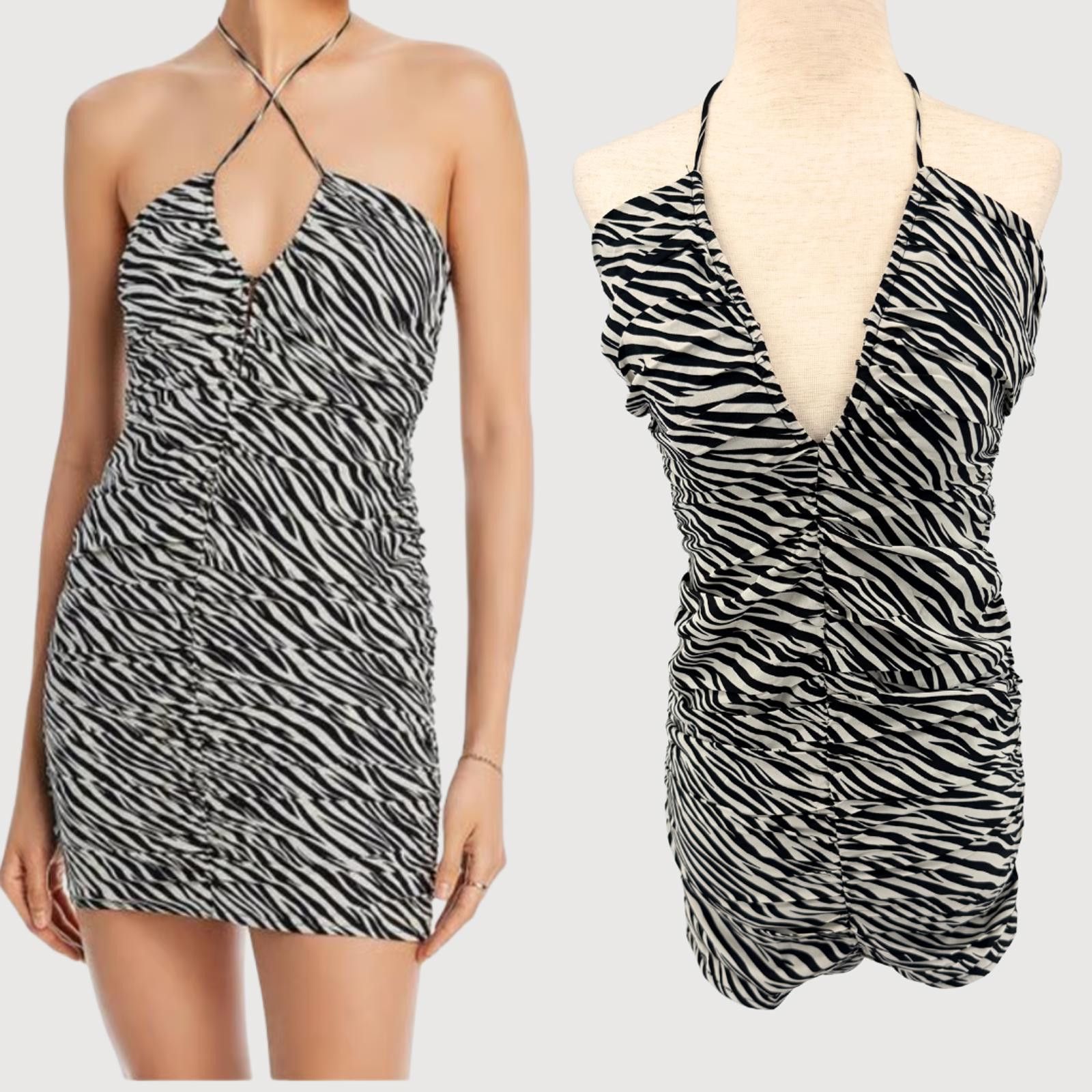 Aquascutum Aqua Zebra Ruched Mini Dress Halter NWT XS Going Out Size XS / US 0-2 / IT 36-38 - 1 Thumbnail