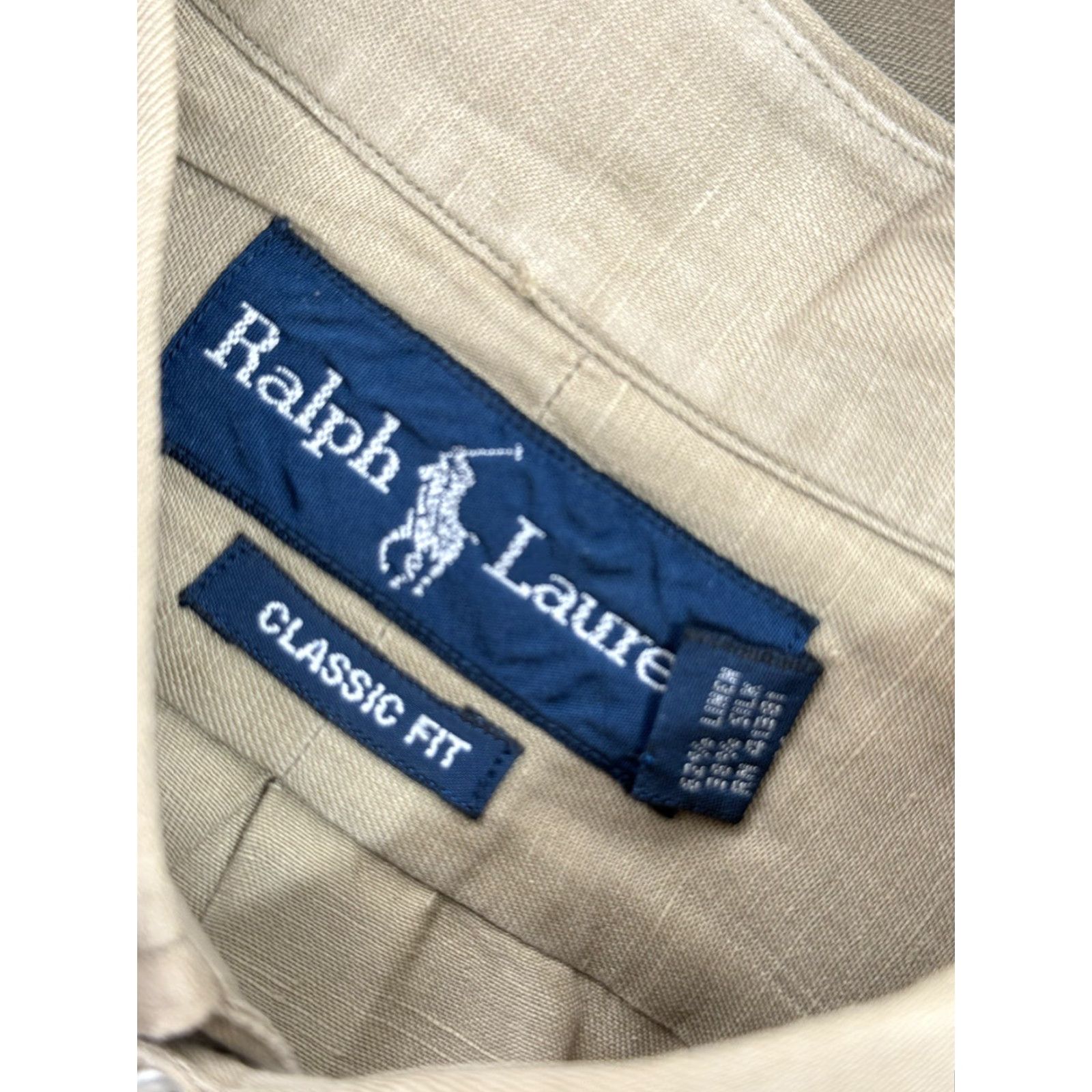 Ralph Lauren Ralph Lauren Silk / Linen Embroidered Pony Classic Fit Mens L Shirt Tan / Silk Embroidered Pony Button-Up Long Sleeve Size US L / EU 52-54 / 3 - 4 Thumbnail