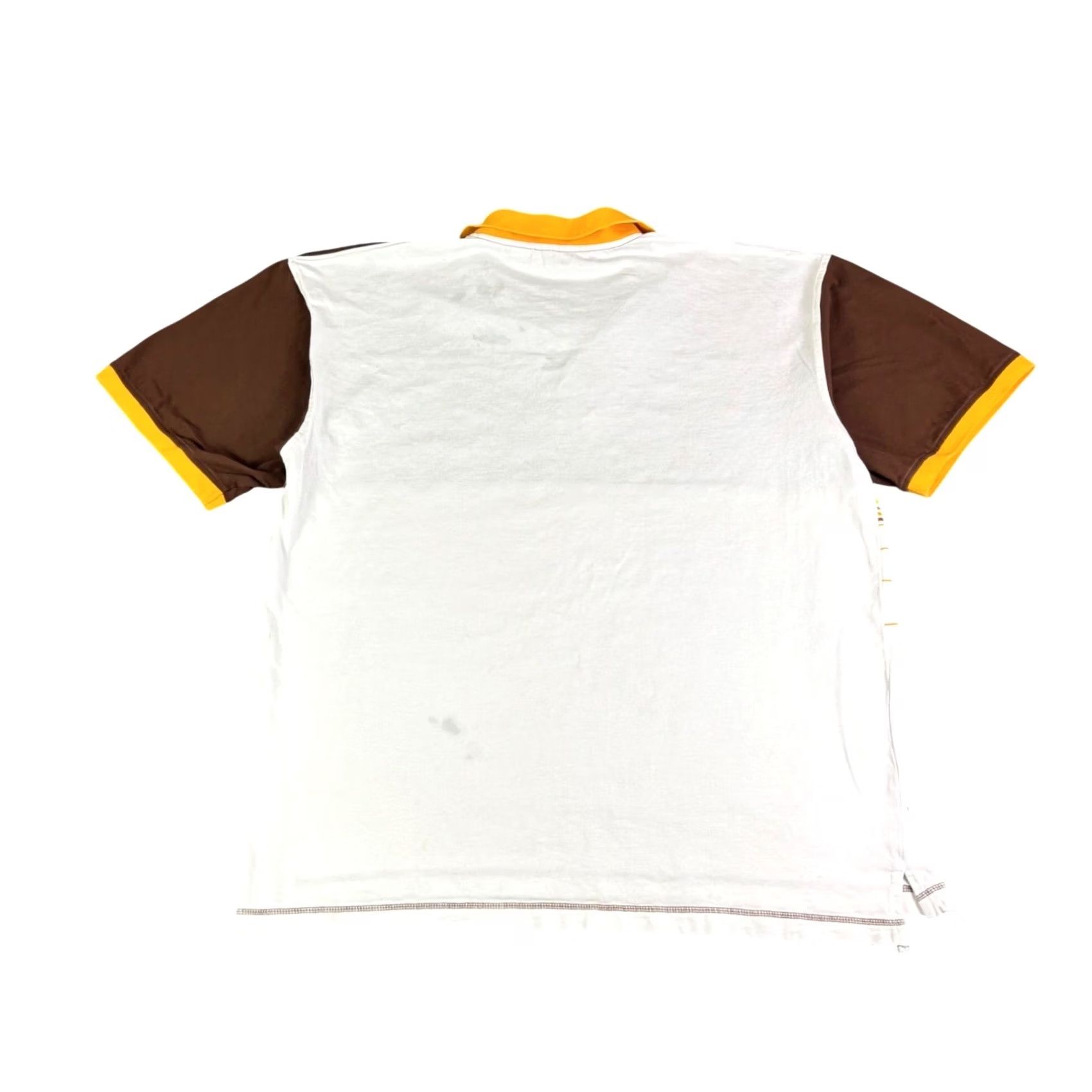 Vintage Godbody Denimtechnology Polo Shirt XL Brown Yellow Geometric Striped Cotton Mens Size US XL / EU 56 / 4 - 2 Thumbnail
