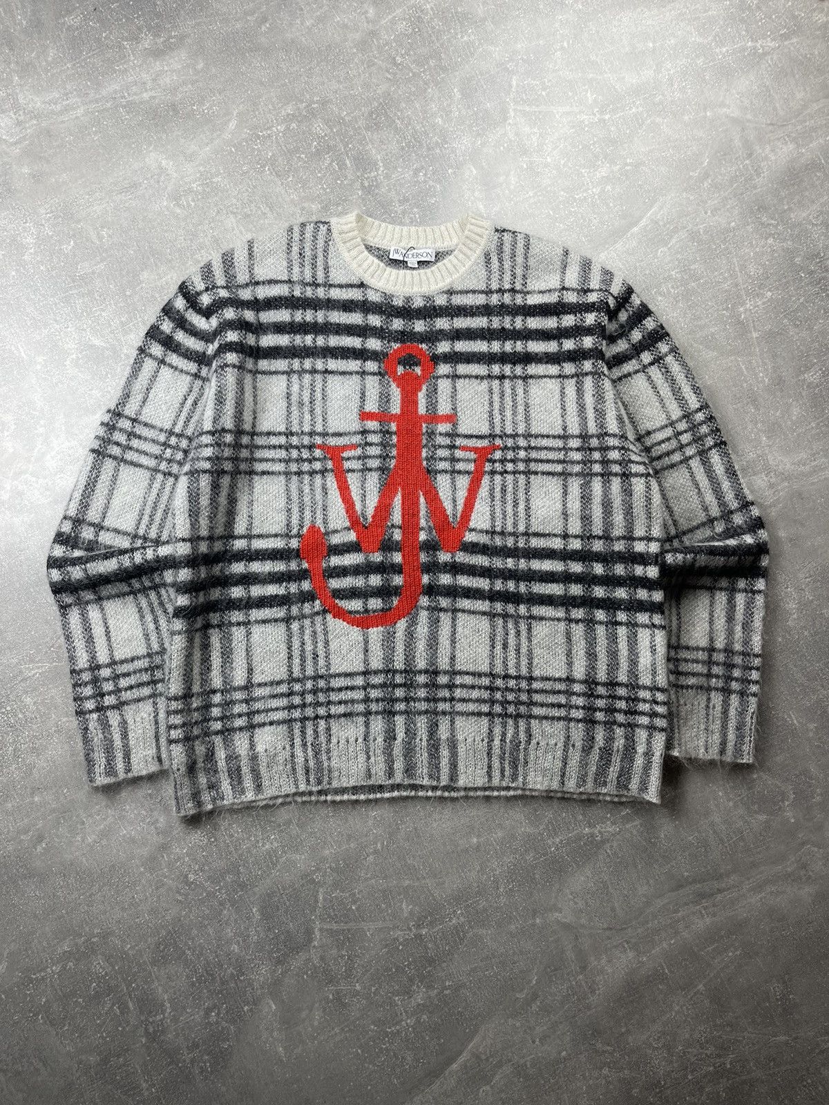 JW Anderson JW Anderson Anchor Logo Plaid Mohair Wool Sweater Size US L / EU 52-54 / 3 - 3 Thumbnail
