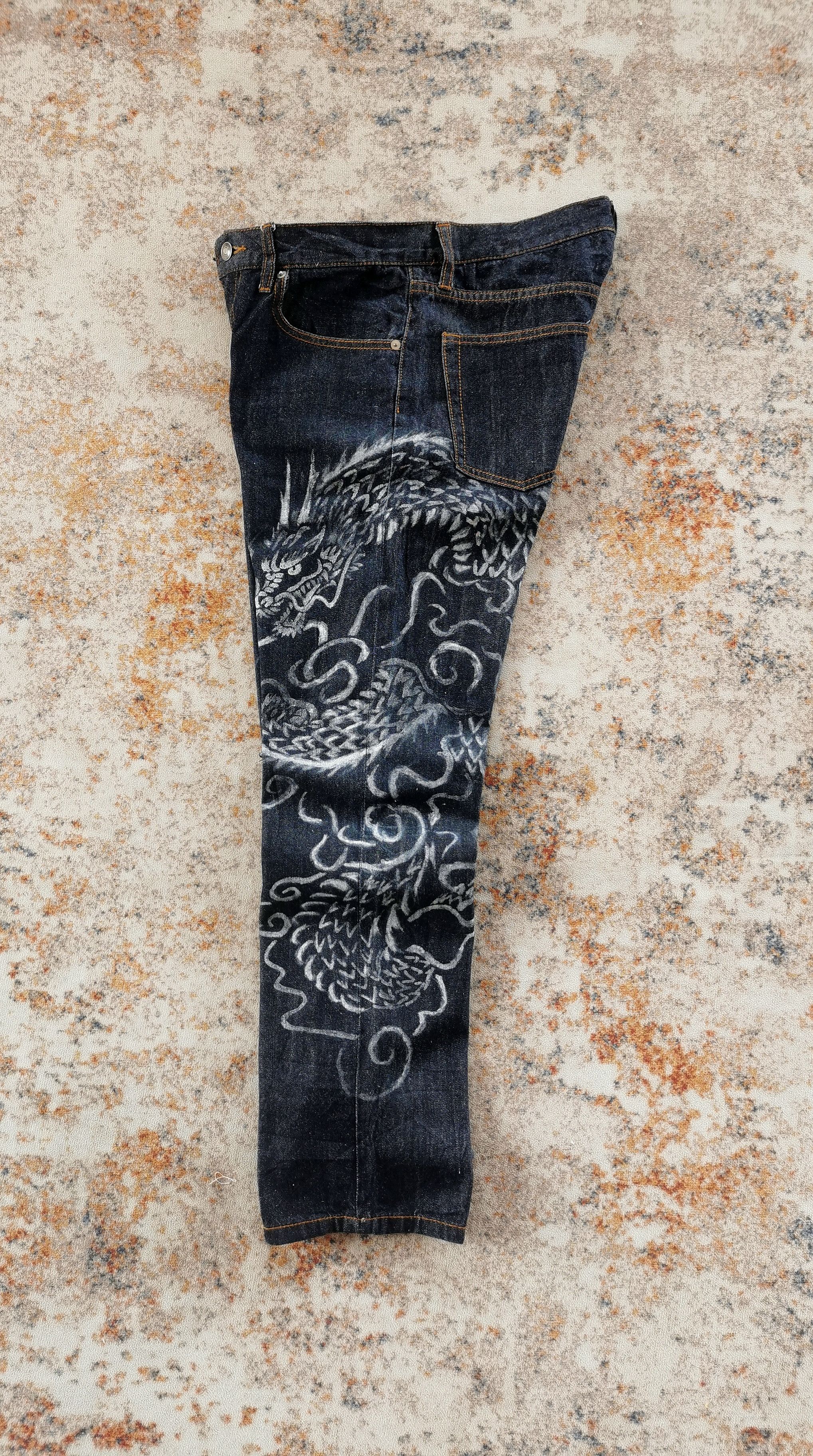 Evisu Dragon Art Denim Jeans Custom Streetwear Piece Size US 31 - 1 Thumbnail