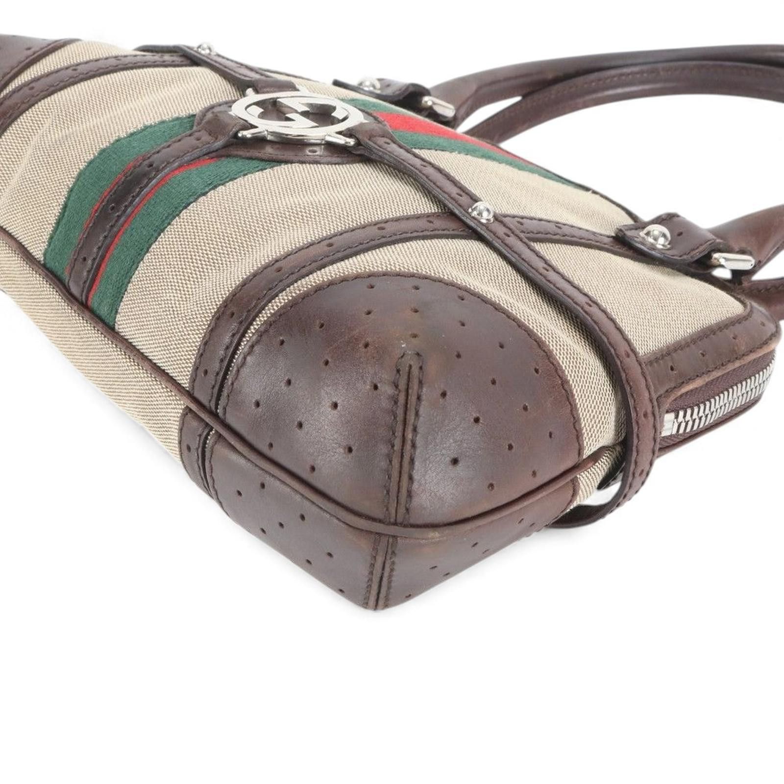 Gucci Gucci - Vintage Brown Leather Canvas Handbag Size ONE SIZE - 2 Thumbnail