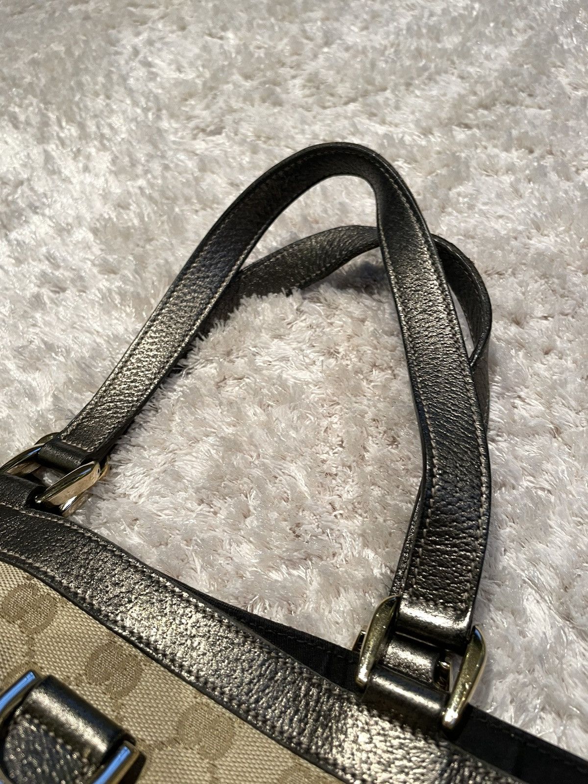 Gucci × Vintage 💎 Gucci Abbey Canvas D-Ring Monogram Vintage Handle Bag Size ONE SIZE - 5 Thumbnail