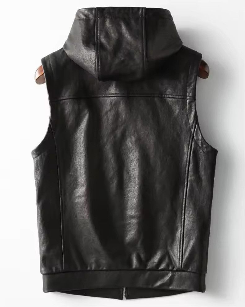 Japanese Brand × Leather Elegant Cool Black Pu Leather Vest Hoodie Size US XL / EU 56 / 4 - 5 Thumbnail