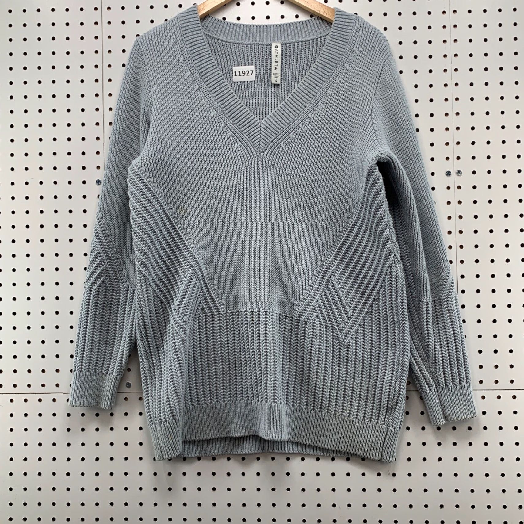 Athleta Athleta Women's Gray Ribbed Knit V-Neck Pullover Sweater Small Size S / US 4 / IT 40 - 5 Thumbnail